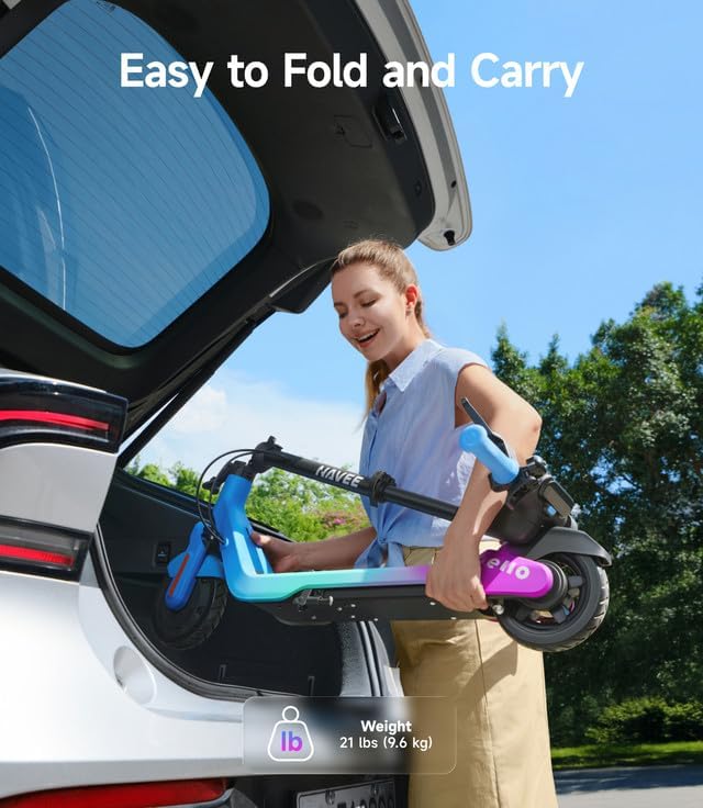 NAVEE K100 Series Electric Scooter for Kids 5-11, Adjustable Handlebar/Speed, Digital Pet, 12.4/9.9/7.5 mph, Safe Brake, Foldable, RGB Lights, Smart APP, Growing Adventurer Gift for Boys Girls, UL2272