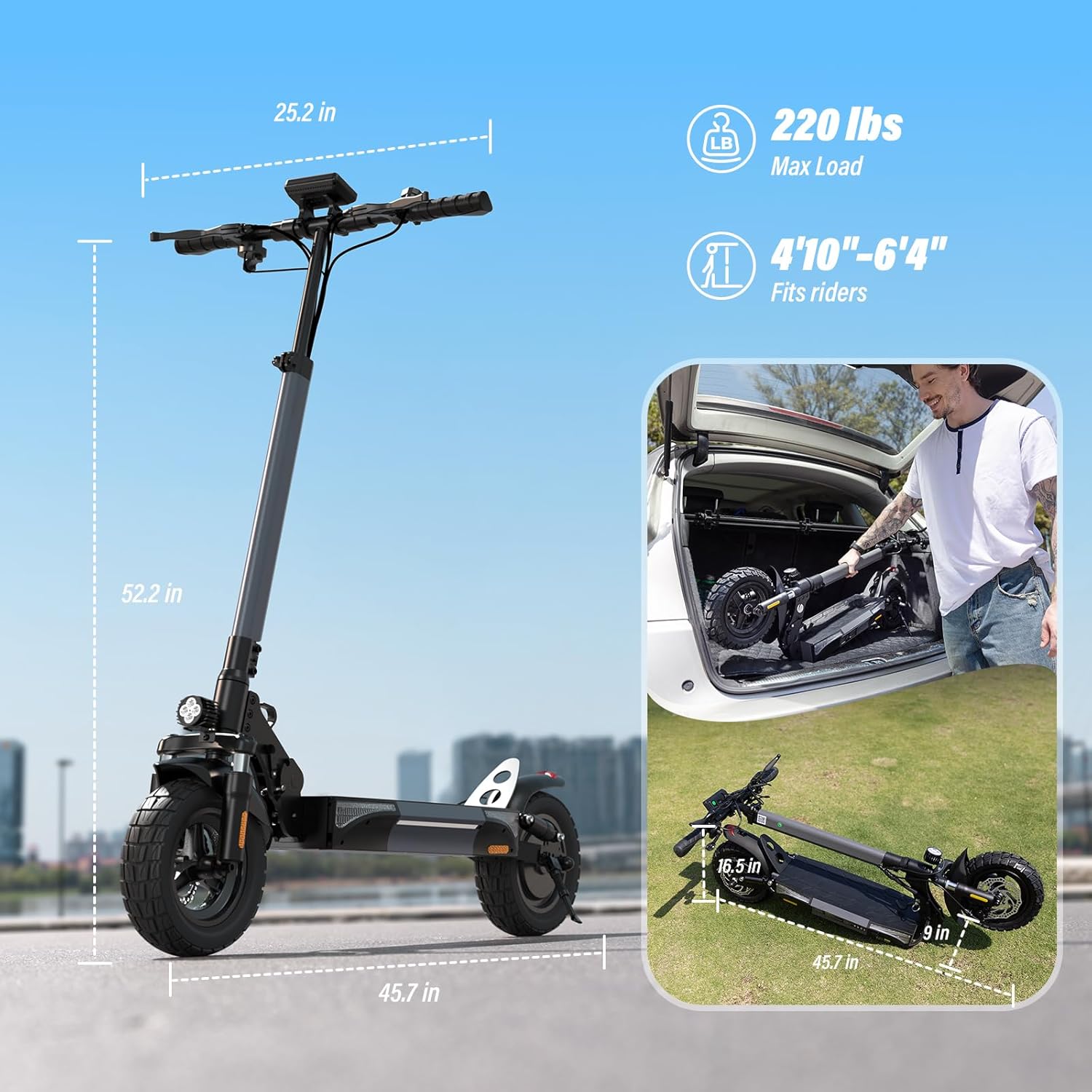 Electric Scooters - Electric Scooter for Adults, 500W/1000W/1500W Peak Motor, 18/28 Max MPH, 21/25/28 Miles Range, APP Control, Lightweight Foldable E-Scooter