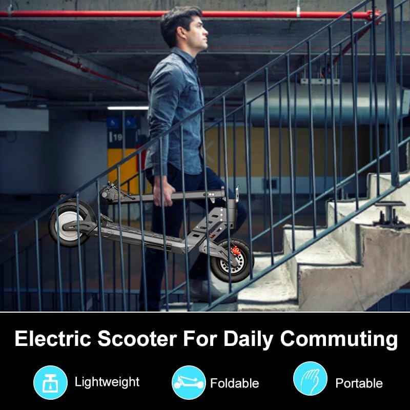 Electric Scooter with 500W/800w Motor up to 19/25 MPH & 21 /28Miles Range, 10 inch Pneumatic Tires,Smart APP Control, Scooter with Dual Brakes, E Scooter with Dual Braking for Adult