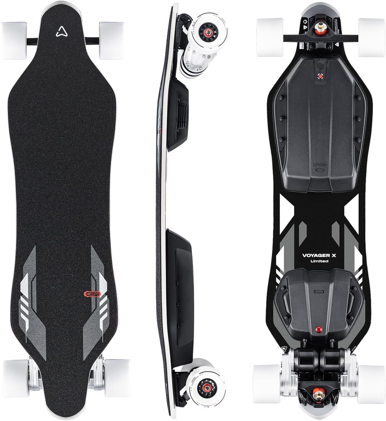 MEEPO Electric Longboard Skateboard with Remote for Adults, 34 MPH Top Speed, 30 Miles Long Range with 2800W*2 Gear Drive Motor, Bamboo & Fiberglass Deck, 330 LBS Max Load, Voyager X