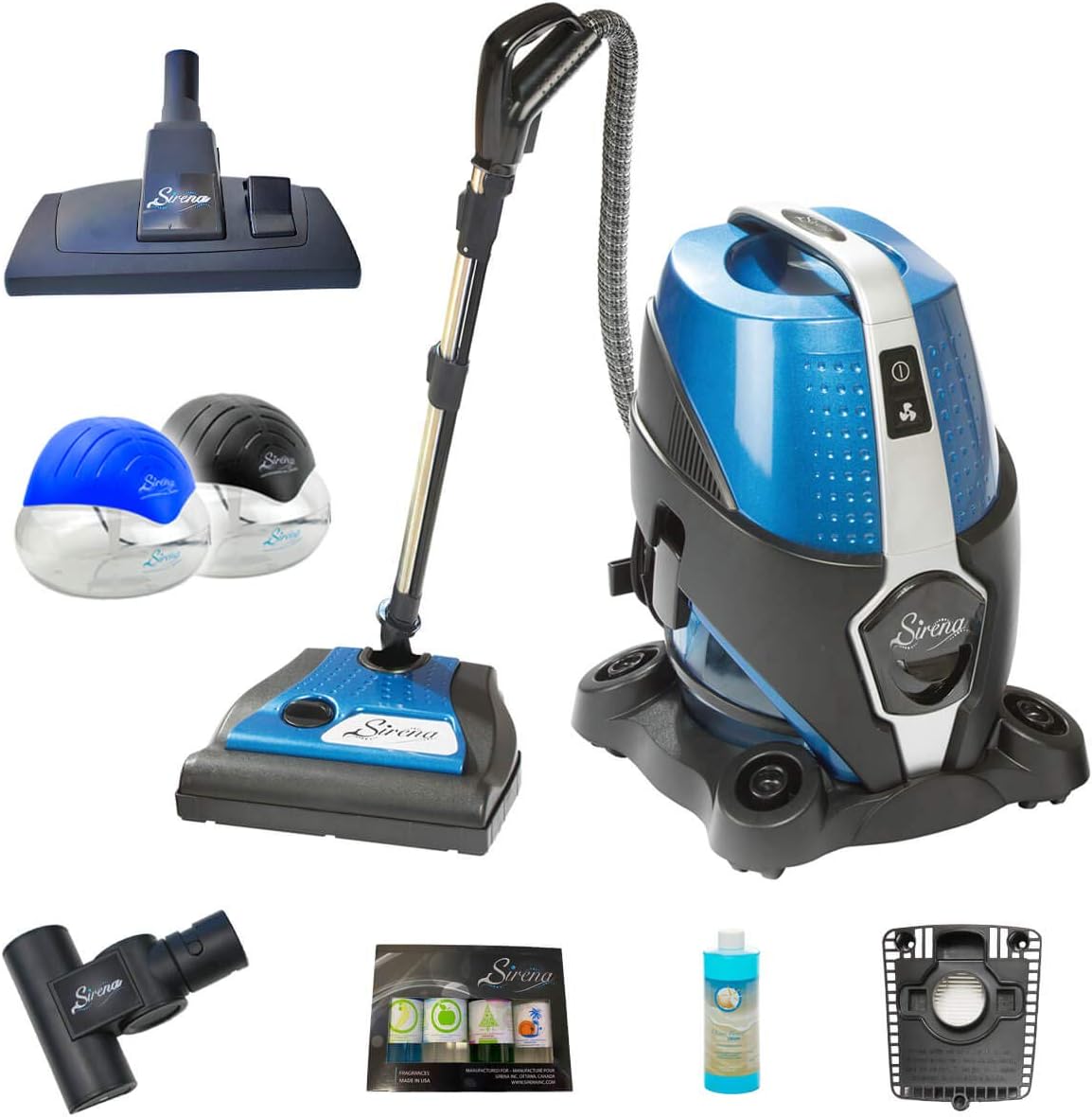 Sirena Bagless Vacuum Cleaner Premium Pack - Water Filtration Vacuum - Bonus 2 Twister Air Purifier, HEPA Filter and Turbo Brush - Wet Dry Vacuum - Hardwood Floor Sweeper and Pet Hair Cleaner