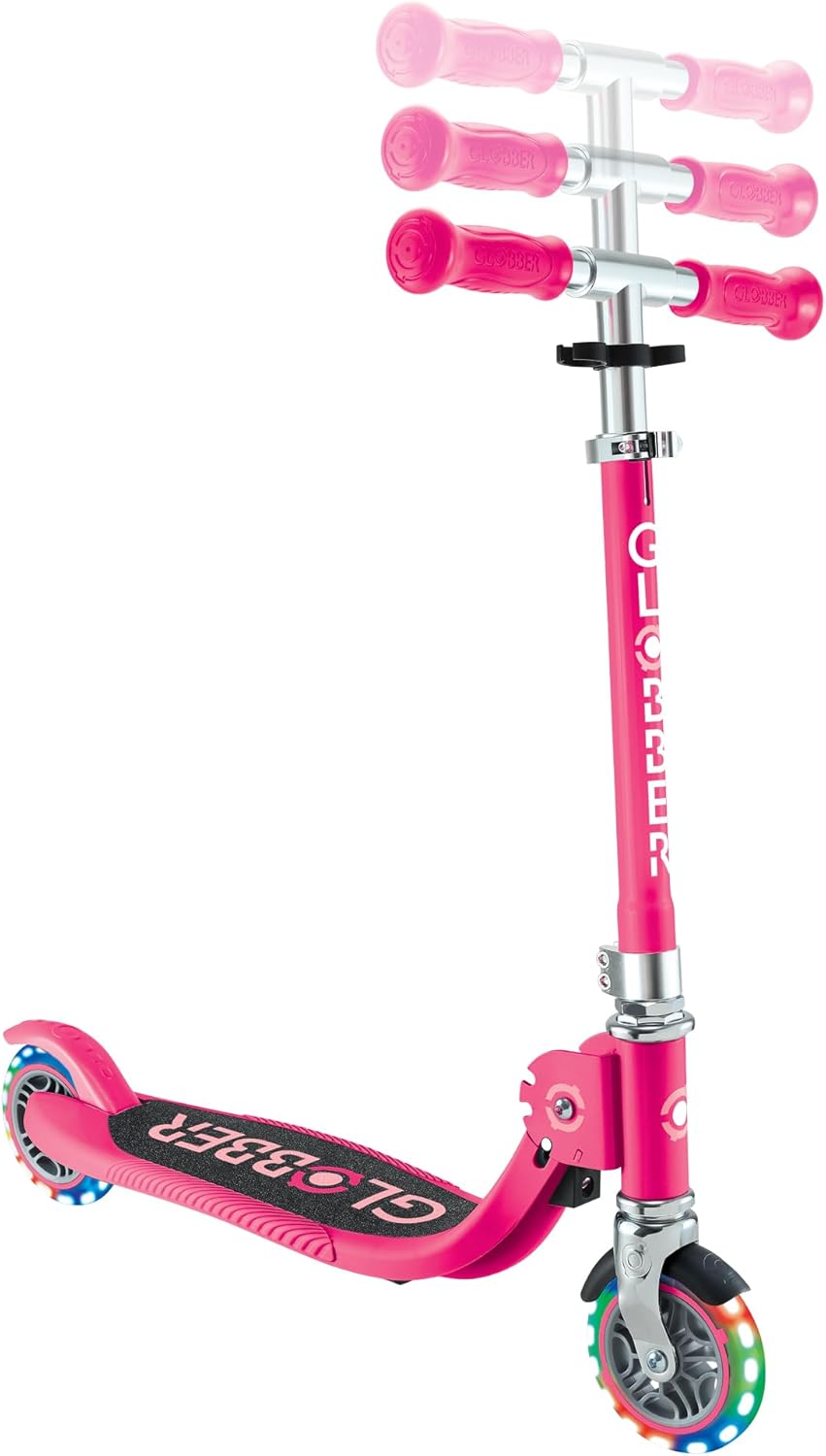 Globber Flow Foldable Junior Lights Scooter - Fuchsia