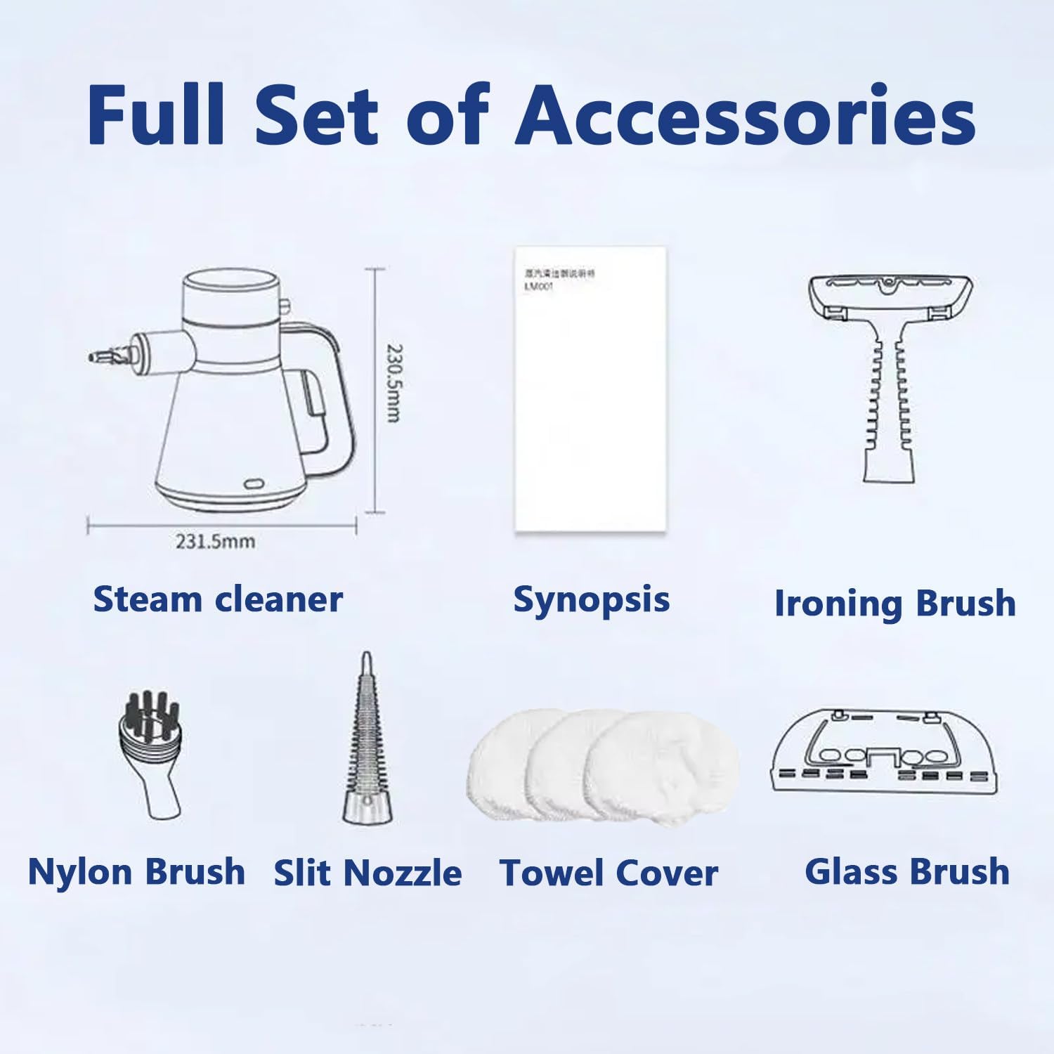 Handheld Steam Cleaner,450ml Water Tank,135℃ High Temperature,3.5bar Pressure,2min Fast Heating,with 4 Different Nozzles,99.99% Decontamination Rate