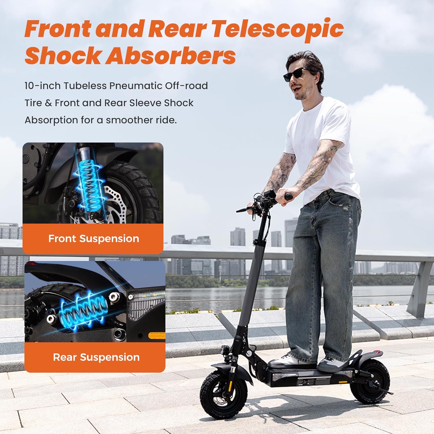 Electric Scooter, 500W/750W/1000W Motor, 22/25/28 MPH Top Speed & 23/28 Miles Range, 9.3