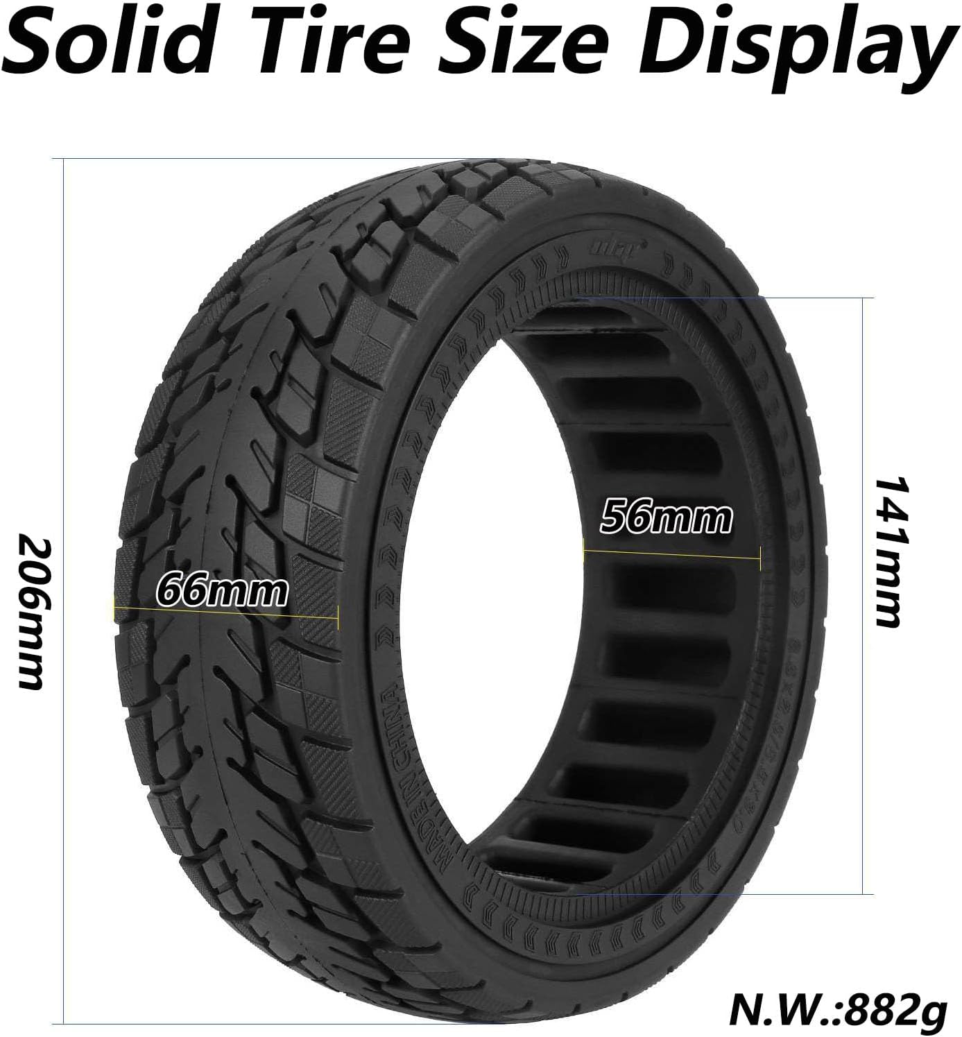 8.5x2.5 Solid Scooter Tire Front and Rear Wheels Replacement 8.5x3 Off-Road Solid tire for Solid Non Pneumatic Electric Scooter Rubber Tire,1pcs