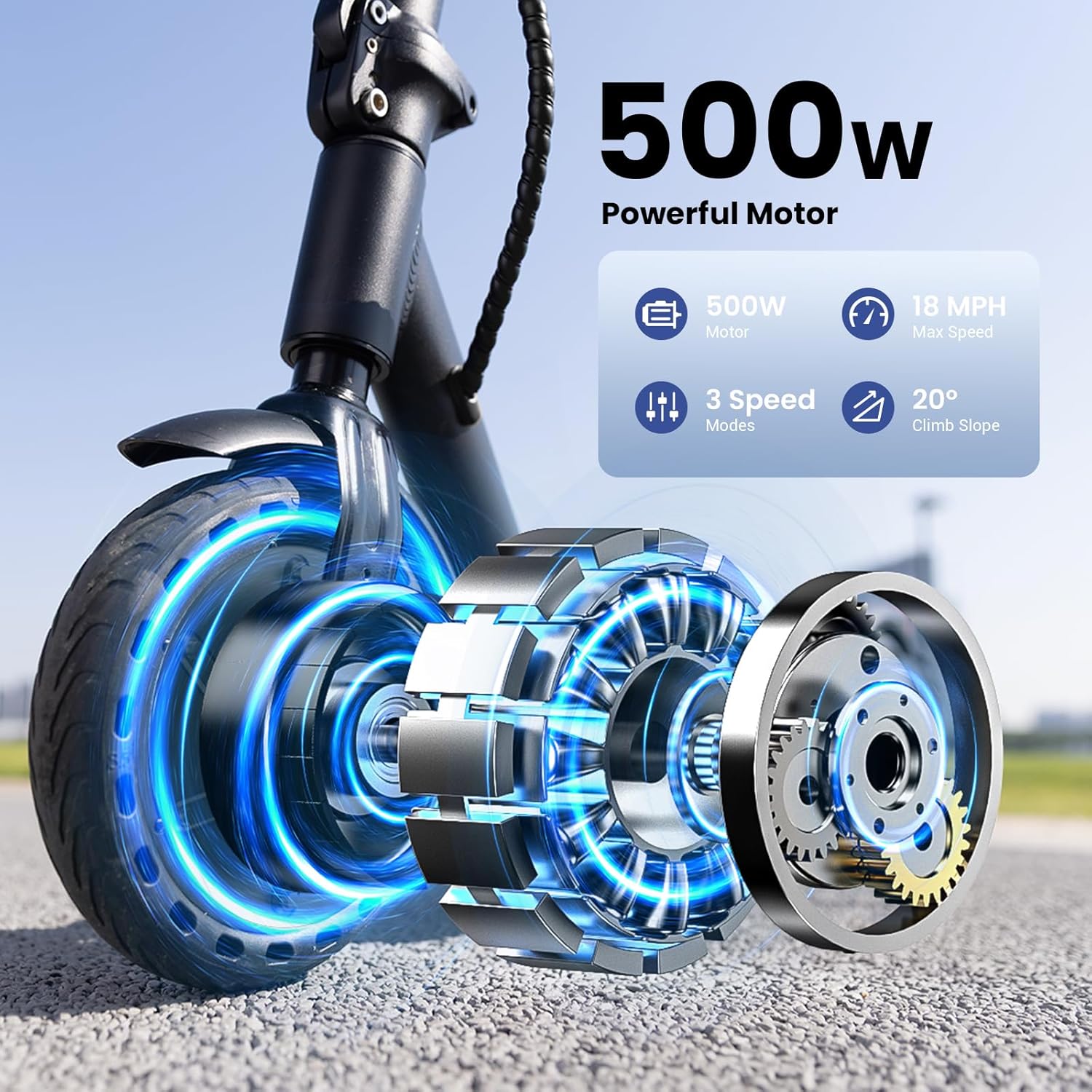 Electric Scooters - Electric Scooter for Adults, 500W/1000W/1500W Peak Motor, 18/28 Max MPH, 21/25/28 Miles Range, APP Control, Lightweight Foldable E-Scooter