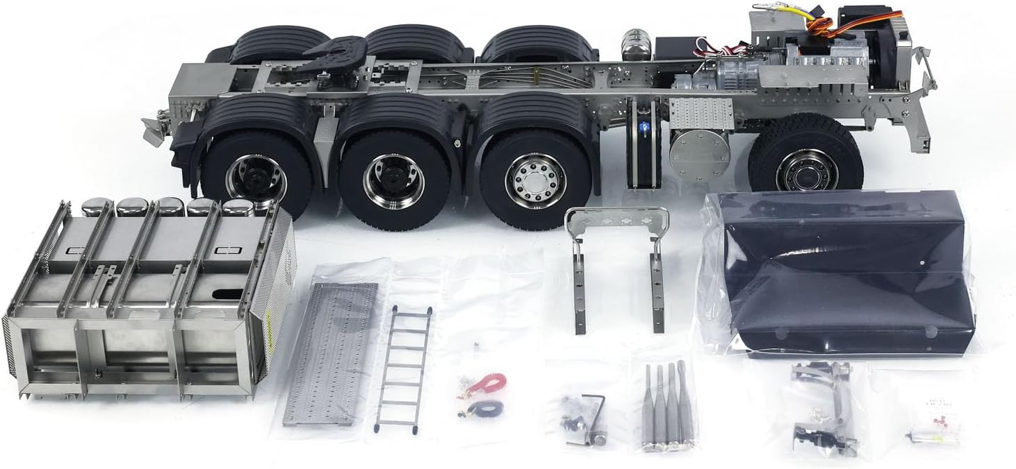 1/14 8X8 Metal Chassis for R620 RC Tractor Truck R730 Electric Cars Differential Lock Motor Servo Transmission for Adult Hobby