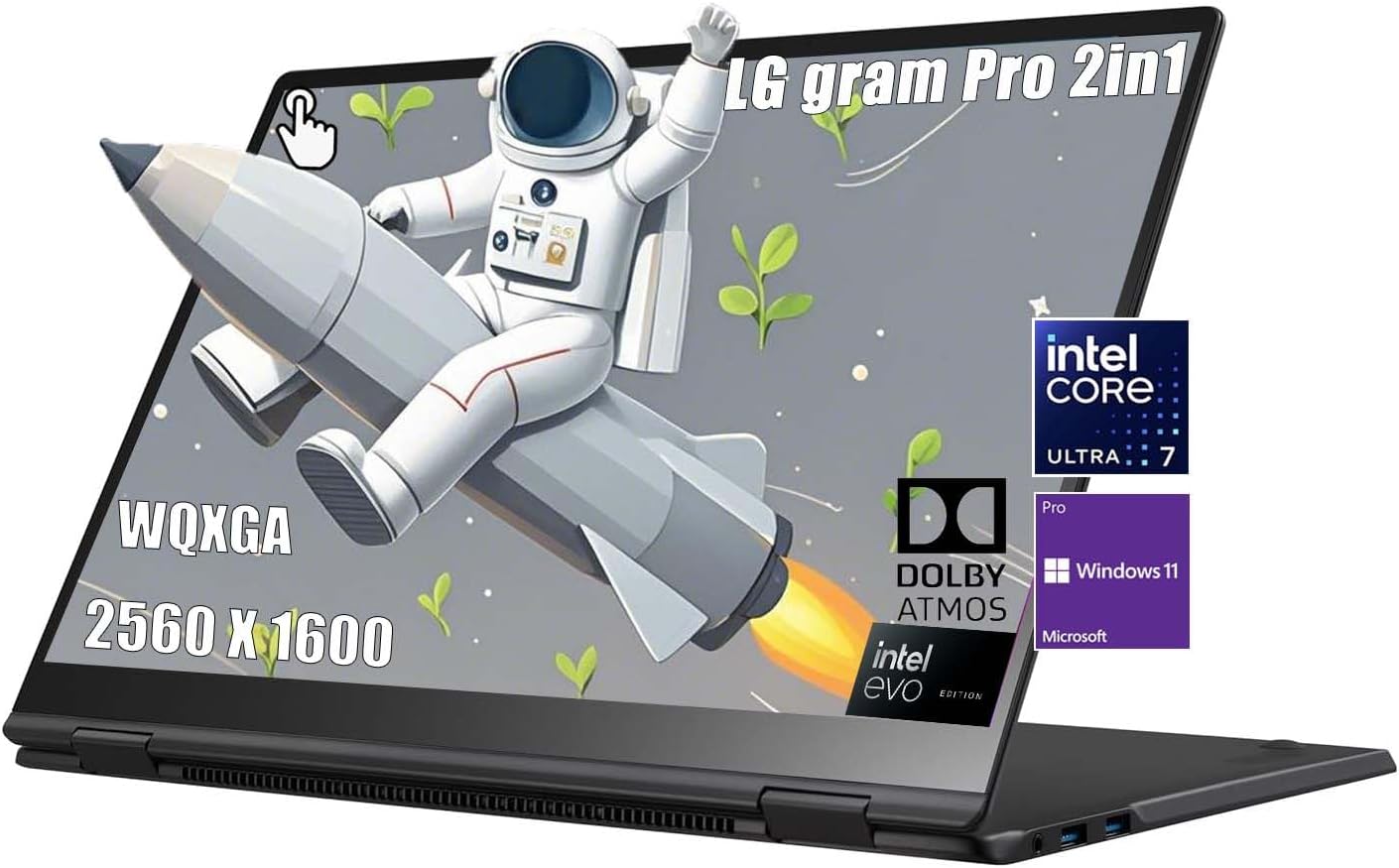LG Gram Pro 16 inch 2-in-1 Business Laptop, WQXGA IPS Touch, Intel Evo Edition, Core Ultra 7 155H (16 Core up to 4.8GHz), Intel Arc, 32GB RAM, 2TB SSD, Windows 11 Pro