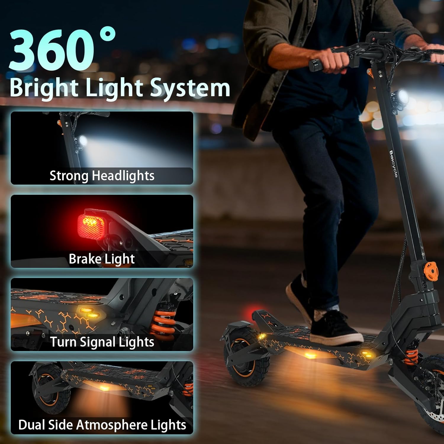 Electric Scooter, 1600W High-Power Motor, 36MPH Max Speed, 40-Mile Long Range, 48V/23.4AH Large-Capacity Battery, 10