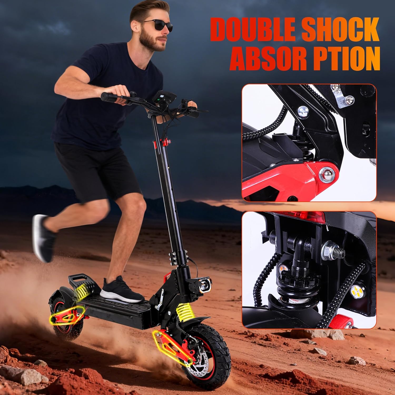 Electric Scooter for Adults 1600W Peak Motor, 31 Max MPH Fast Scooters, 28-31 Mile Long-Range, 48V/18Ah Battery, 11
