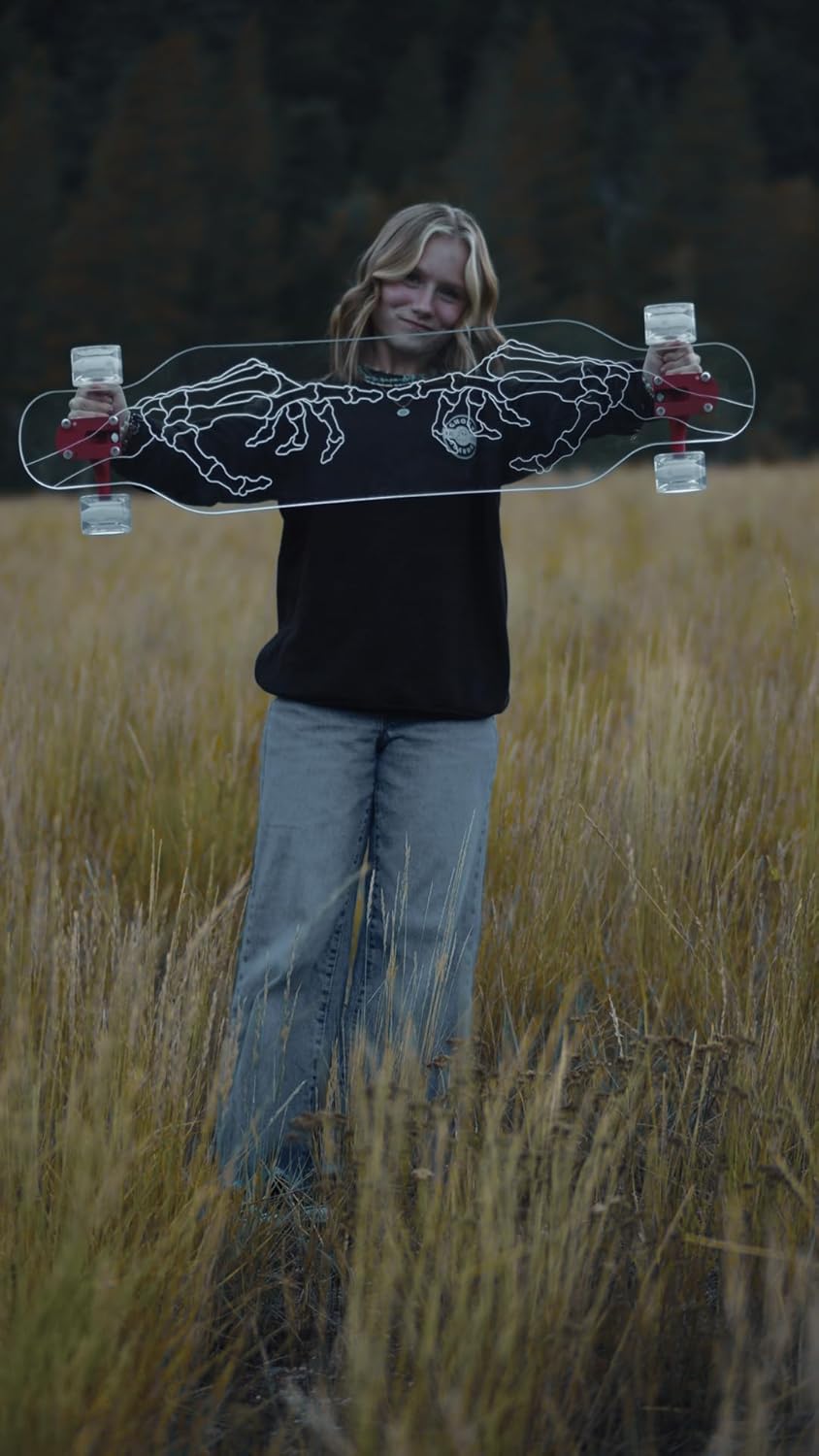 GHOST BOARDS Clear Longboard Skateboard - Transparent Acrylic Long Boards with Light-Up LED Wheels for Smooth Rides - Ride The Streets in Style with Longboard Built for Beginners & Pros Alike