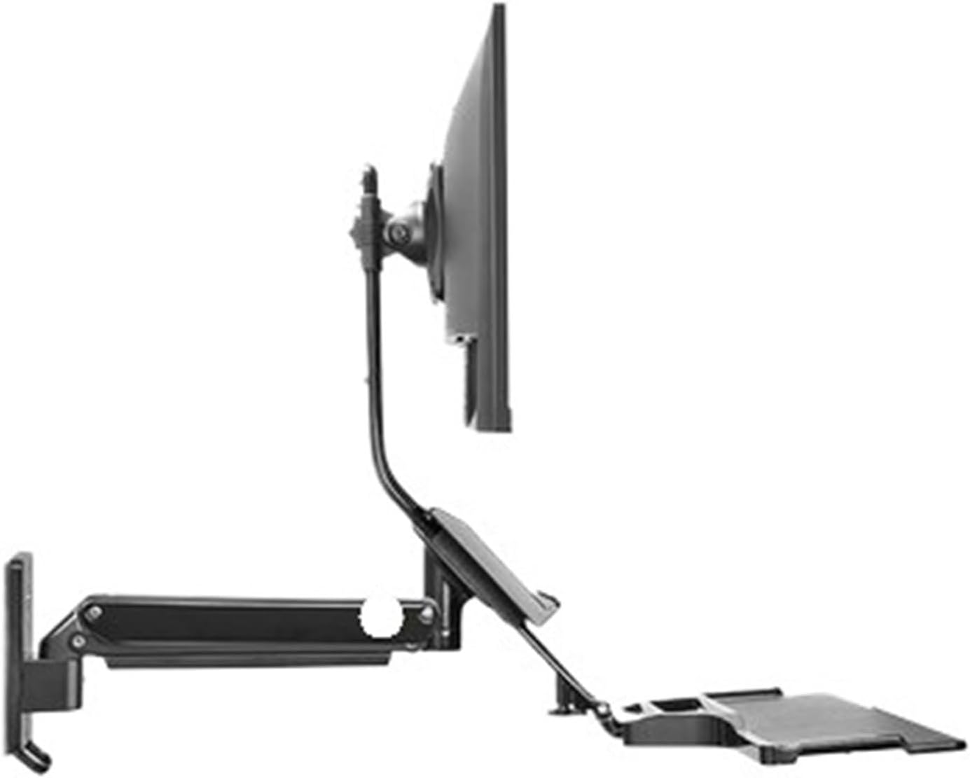 Monitor stand with wall mount and keyboard tray