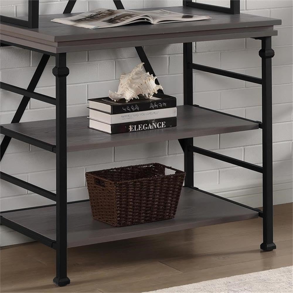 Furniture of America Garna Industrial Metal 6-Shelf Bookcase in Antique Gray