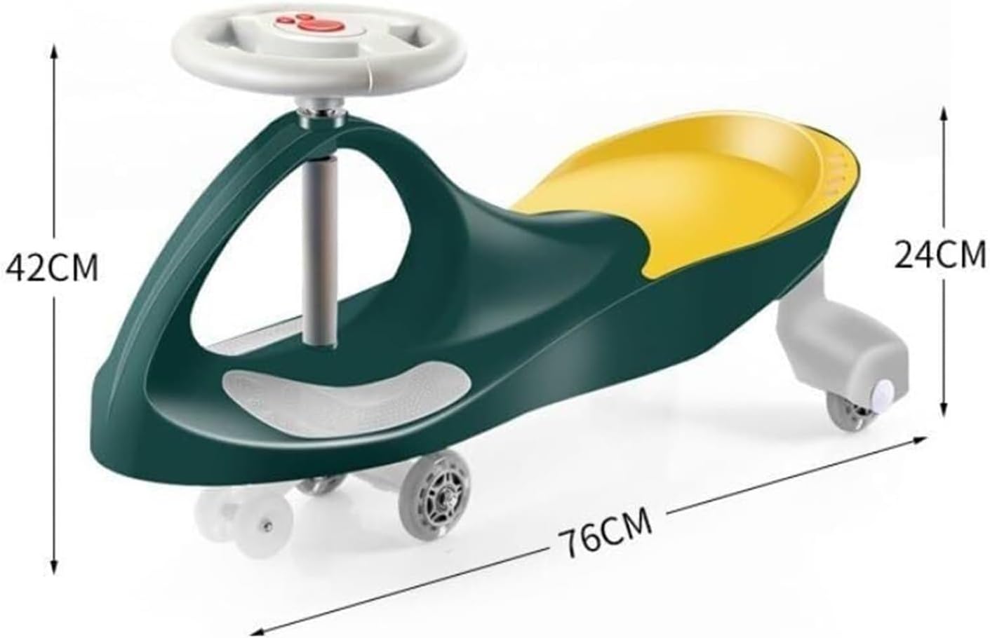 Wiggle Scooter Ride on Toy for Ages 3 and Up, Wiggle Car with Colorful Light-Emitting Wheel for Indoor and Outdoor Play(Green,Flashing Wheel)