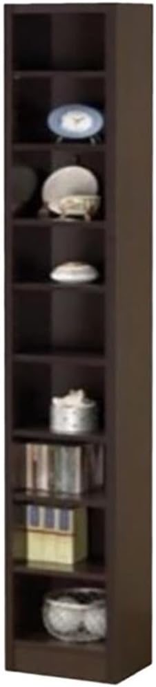 BOWERY HILL 9 Shelf Narrow Bookshelf Bookcase in Cappuccino