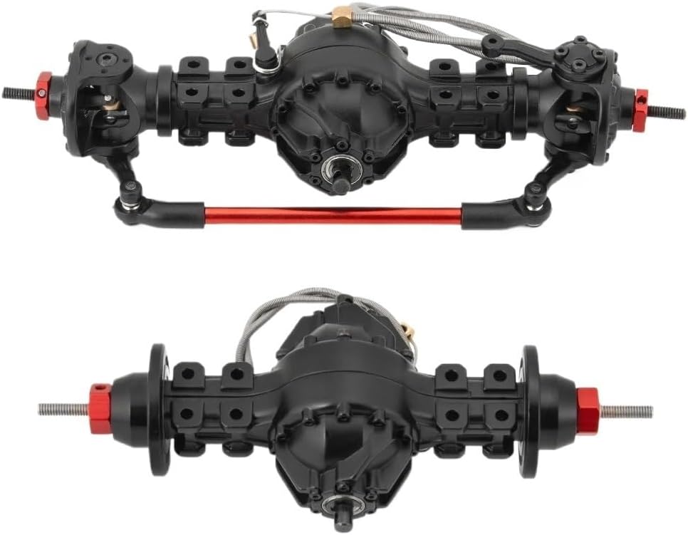 CNC Metal Front and Rear Medium Differential Axle with Gear Compatible with 1/14 RC Trailer Upgrade Parts Compatible with Various Models(Front and Rear)