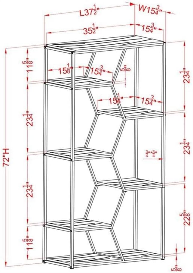 BOWERY HILL Modern Metal 7-Shelf Bookcase in Chrome and White