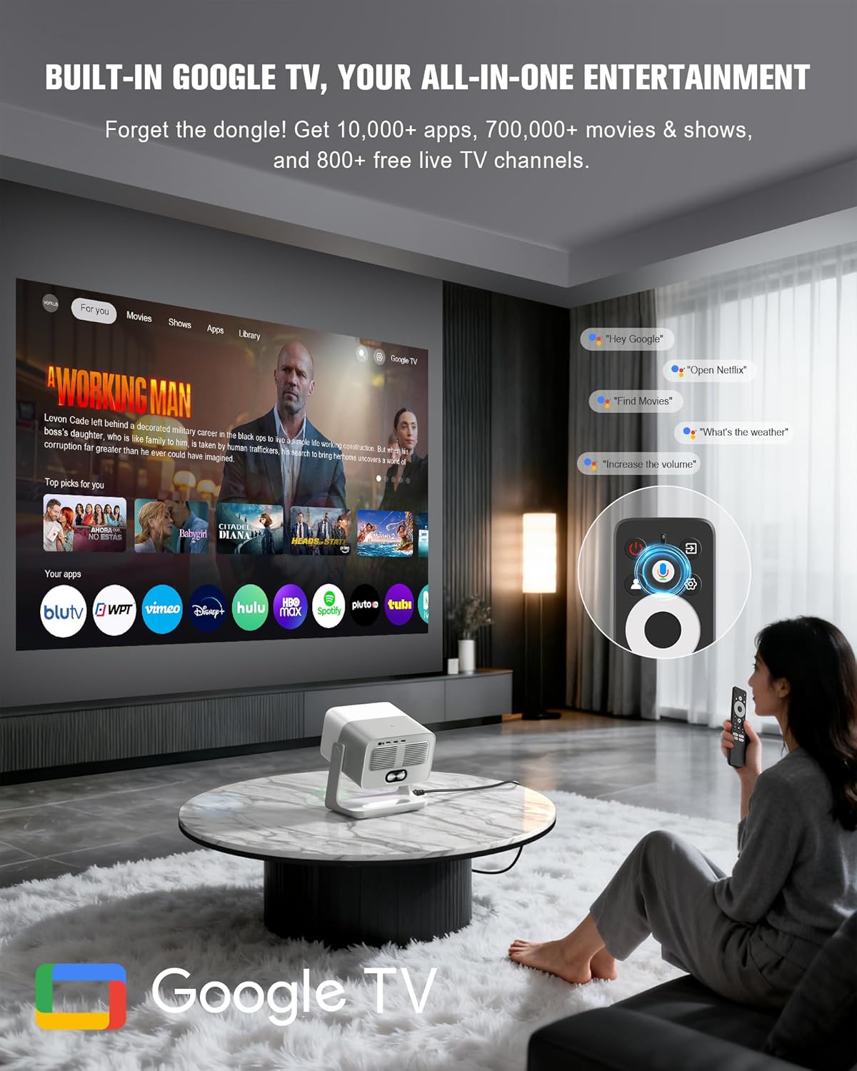03000 ANSI Official Licensed Google TV 04K Smart Projector with WiFi and Bluetooth