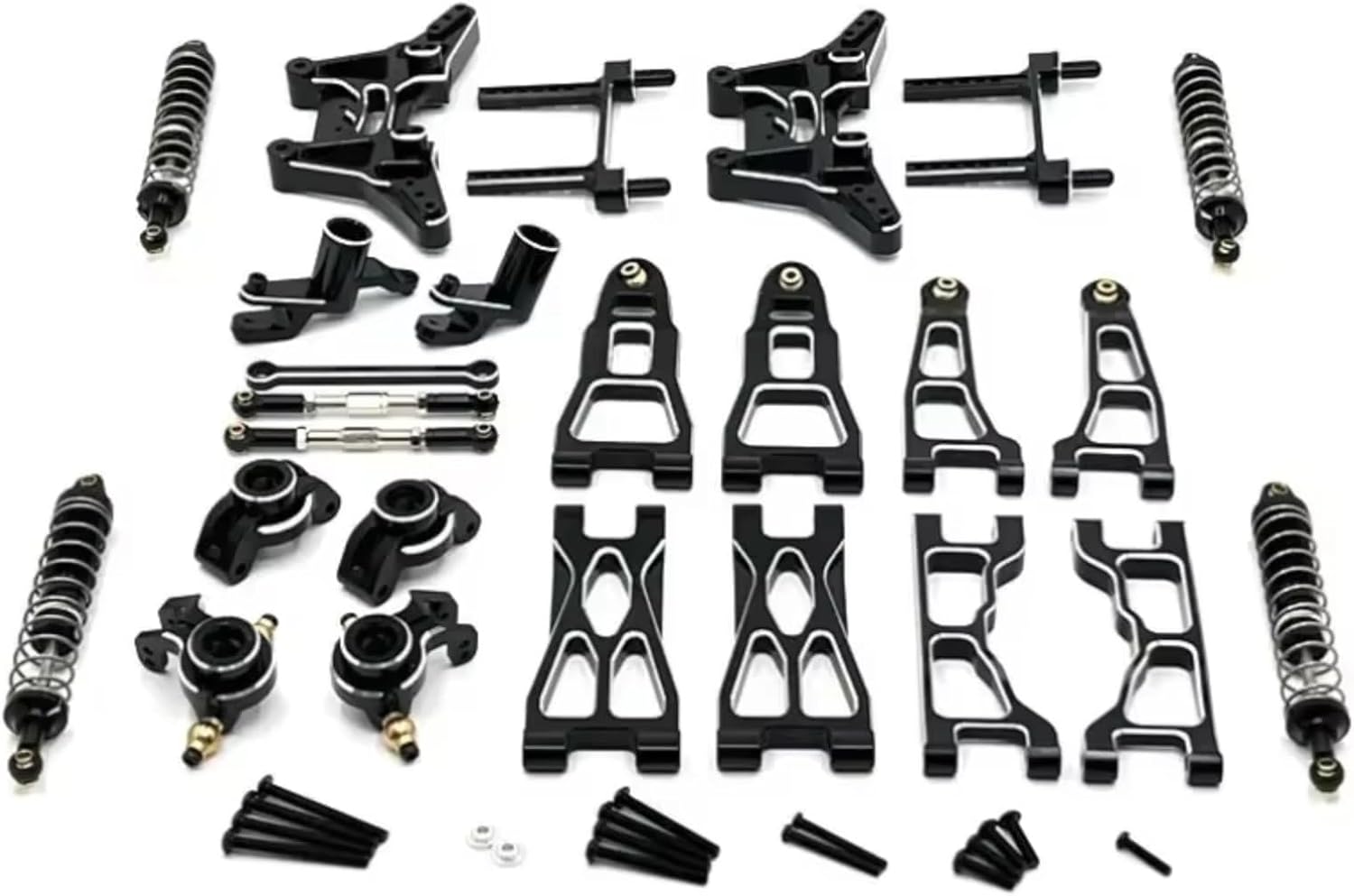 RC Crawlers Toys For Ud1201 Ud1202 Ud-12pro 1/12 Absorber Suspension Arm Shock Tower Link Kit Rc Car Upgrade Parts Accessories(Black)