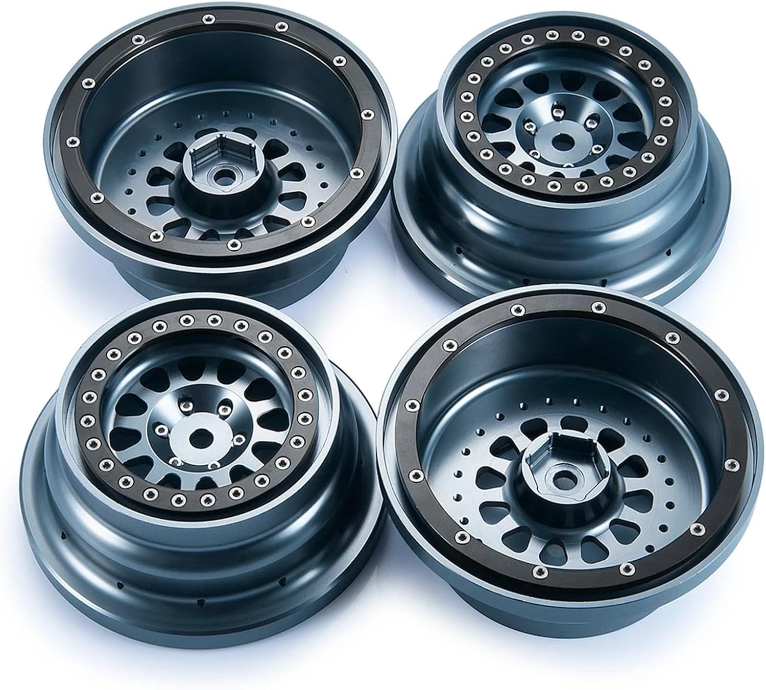 For UDR 1/7 Aluminum Beadlock Wheel Rim Hub For Unlimited For Desert For Racer RC For Rock Crawler For Buggy Truck Upgrade Parts Models(4PCS)