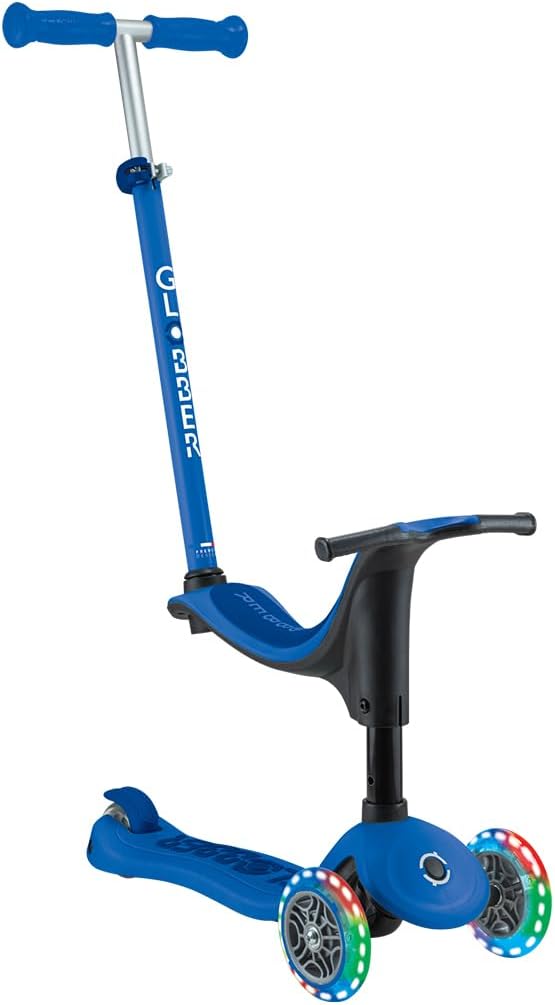 Globber - GO•UP Sporty Lights - 3-Wheel Scooter with Seat, for Children from 15 Months to 6 Years, Dark Blue