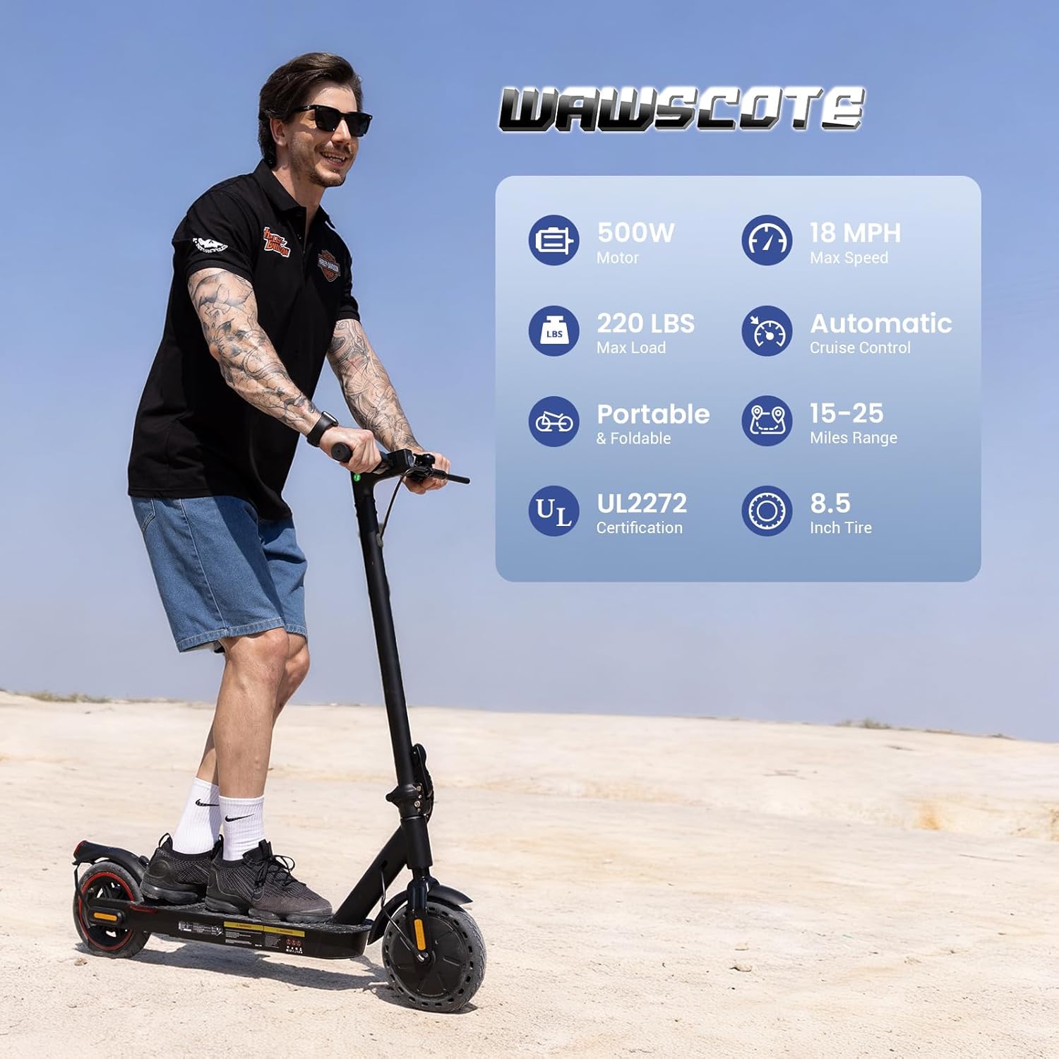 Electric Scooters - Electric Scooter for Adults, 500W/1000W/1500W Peak Motor, 18/28 Max MPH, 21/25/28 Miles Range, APP Control, Lightweight Foldable E-Scooter