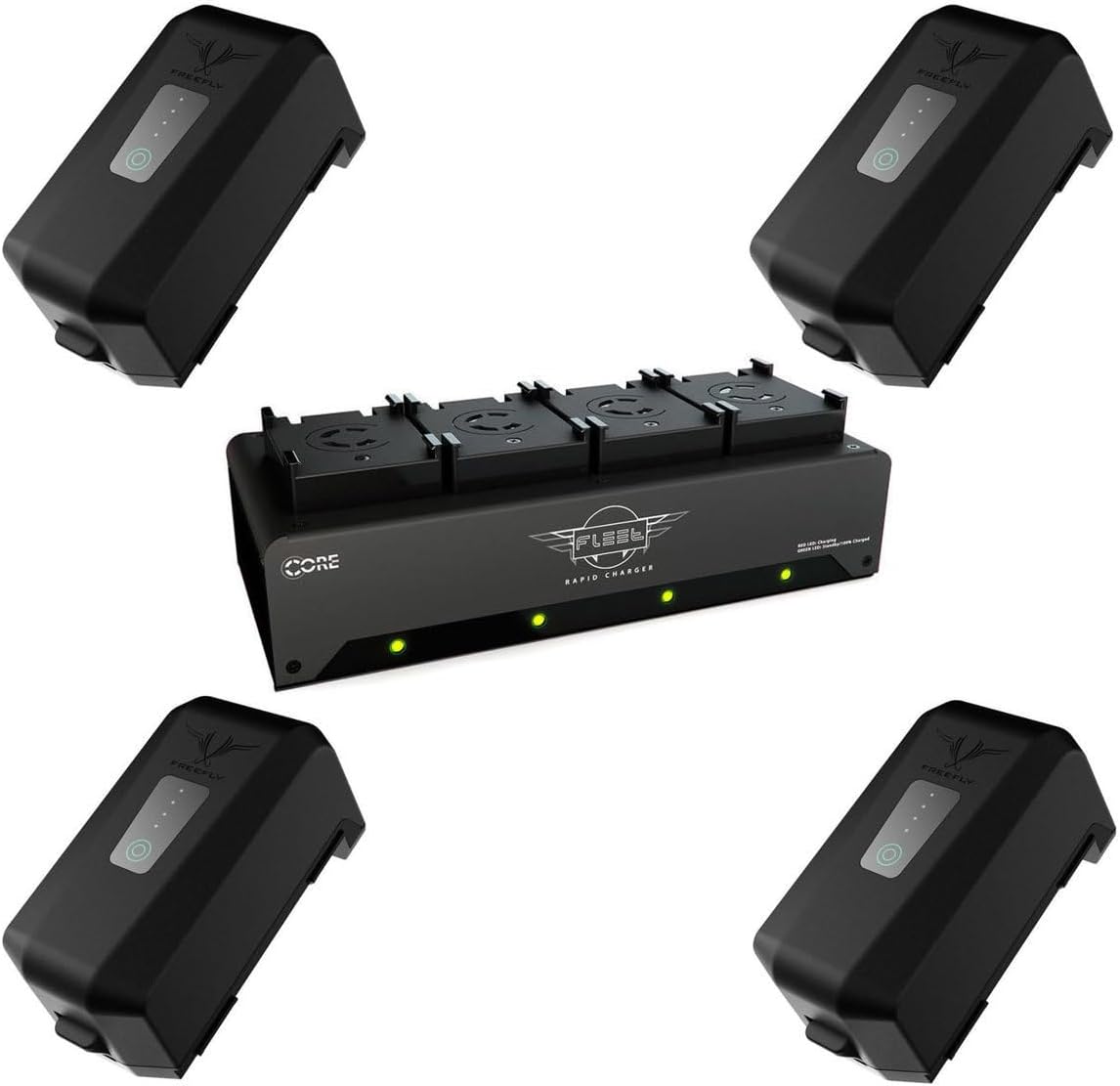 Core SWX Fleet Four Position Freefly Movi Pro Fast Simultaneous Li-Po Charger - with 4 Pack Freefly Battery for MoVI Pro Gimbal