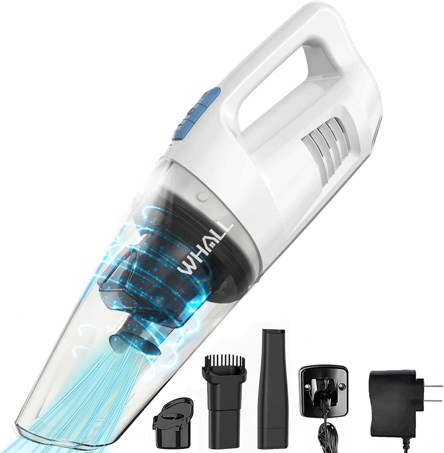 whall Cordless Hand Vacuum with LED Light, 8500PA Powerful Suction Hand Vacuum, Wet/Dry 2-in-1 Ultra Lightweight & Portable Handheld Vacuum