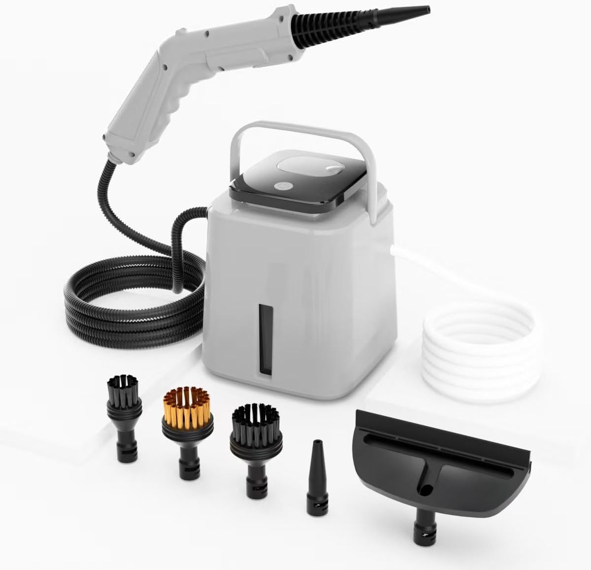 Handheld Steam Cleaner for Home, 30s Fast Heat-Up, 1.55L Large Water Tank & 4-Level Adjustable Steam, LCD Display, with 5 Brushes for Kitchen, Bathroom, Floor, Car Interior, Windows (Grey)