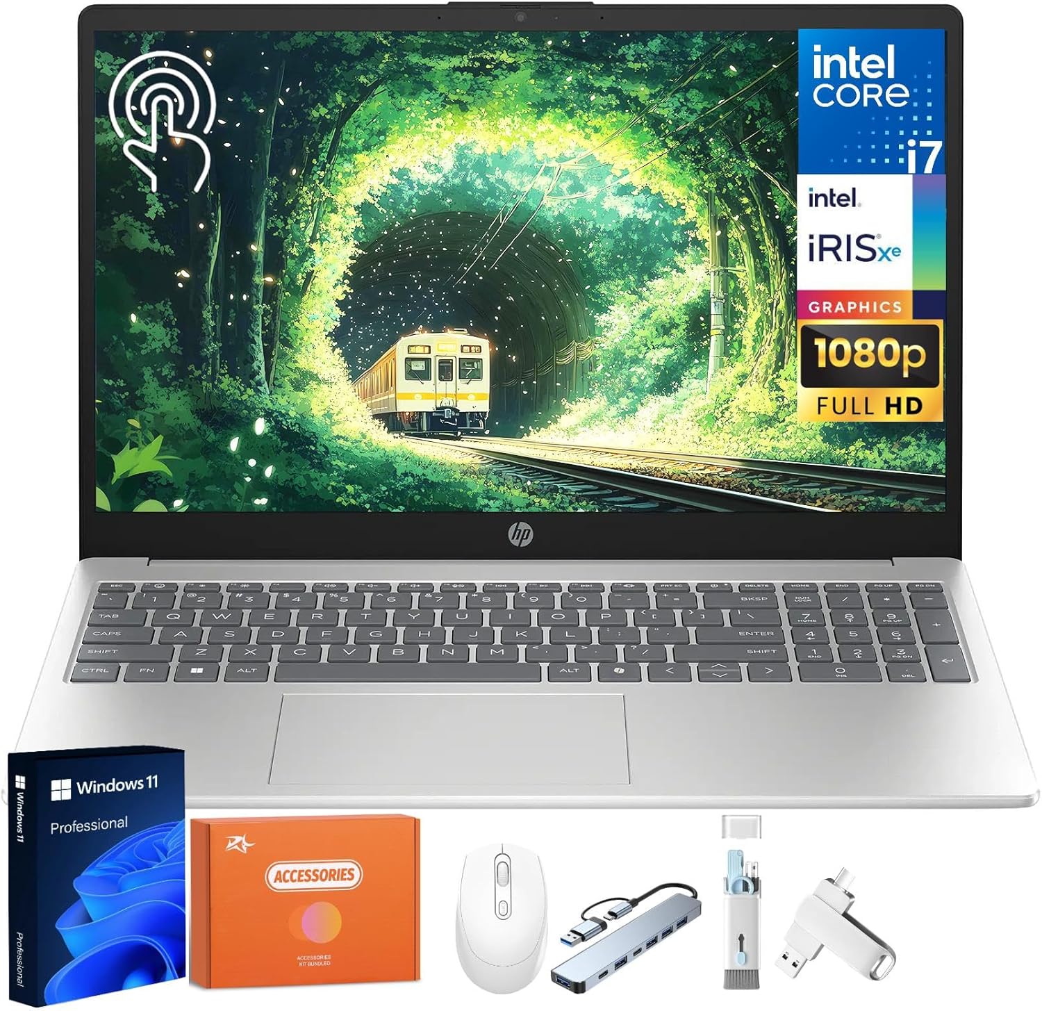 HP 2025 15.6 Touchscreen Laptop for Business, Intel 13th Gen i7-1355U, Iris Xe Graphics, 15.6