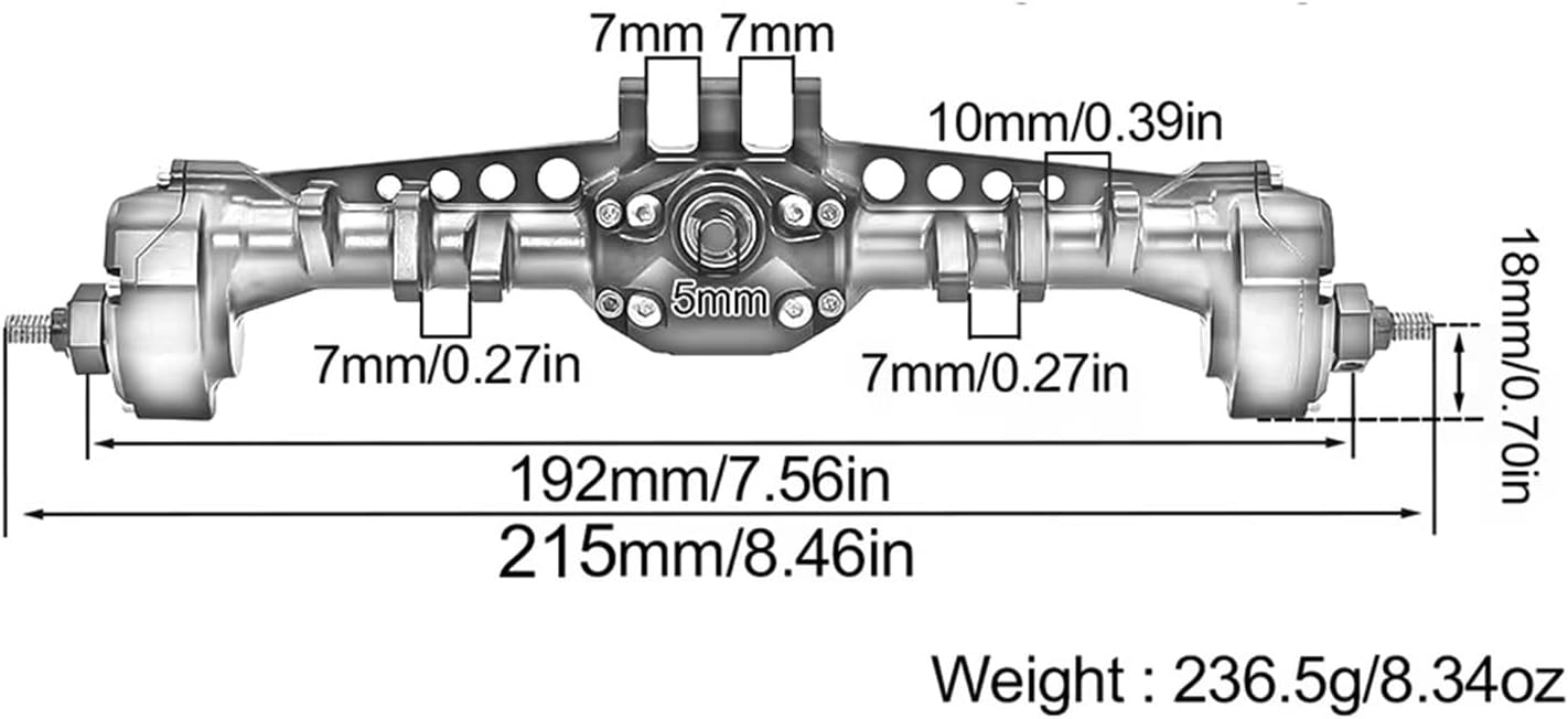 RC Car Accessories Compatible with Vanquish for VS4-10 for Phoenix F10 for LCG 1/10 RC Crawler Car Upgrade Parts Aluminum Front Rear Portal Axle Complete Set(Silver,Rear)