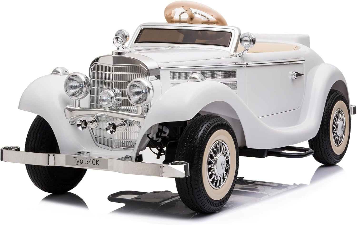 POSTACK 24V 8Ah Ride on Toy for Big Kids, Classic Ride on Mercedes Benz Kids Car to Drive, 4WD Parents-Child Sports Car for Toddlers Boys Girls with Light, Storage Trunk, White