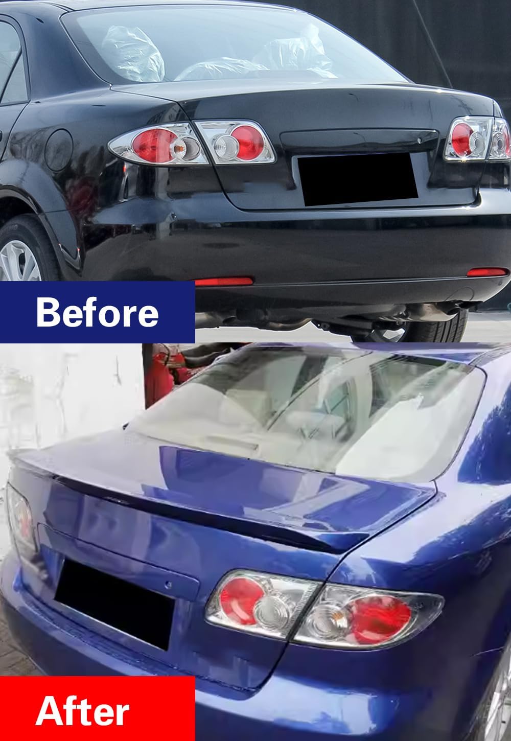 Auto Accessories for Mazda 6 2003-2008 Car Rear End Trunk Spoiler Wing Lip (Crystal Sea Blue No Drilling Required) ABS 1PCS