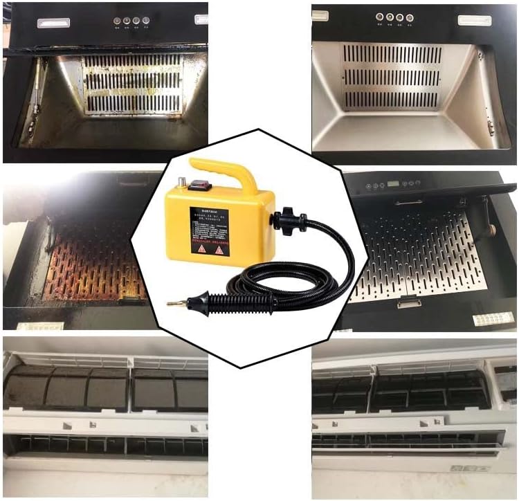 110V/220V High Pressure Steam Cleaner,2600W Handheld High Temperature Cleaner,Tankless Heavy Duty Household Grout Tile Kitchen Fuel Truck,Yellow-220V