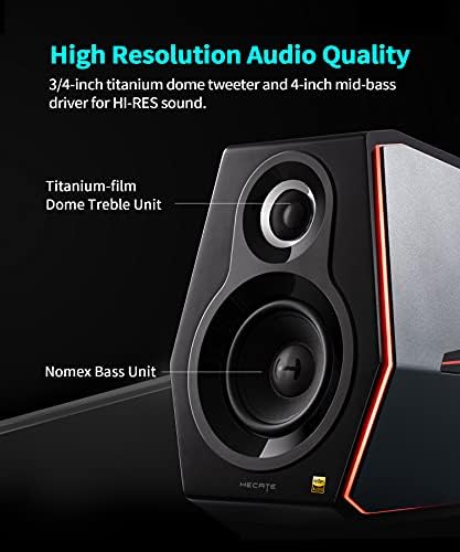 Edifier G5000 Computer Gaming Speakers, 88W RMS Powered, Hi-Res Audio Wireless Desktop Speakers, Bluetooth 3.5mm AUX USB Optical Coaxial Inputs, for PC/PS4/PS5/Laptop/TV, RGB Light