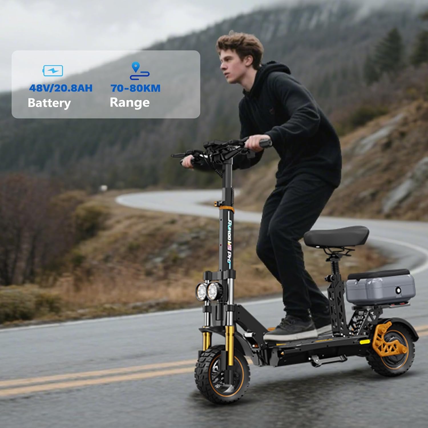 Electric Scooter, 1000W/ 1200W/ 1600W/ 3200W Brushless Motor, 28-40Mph, 31-45 Miles Range, E-Scooter with Seat for Adults