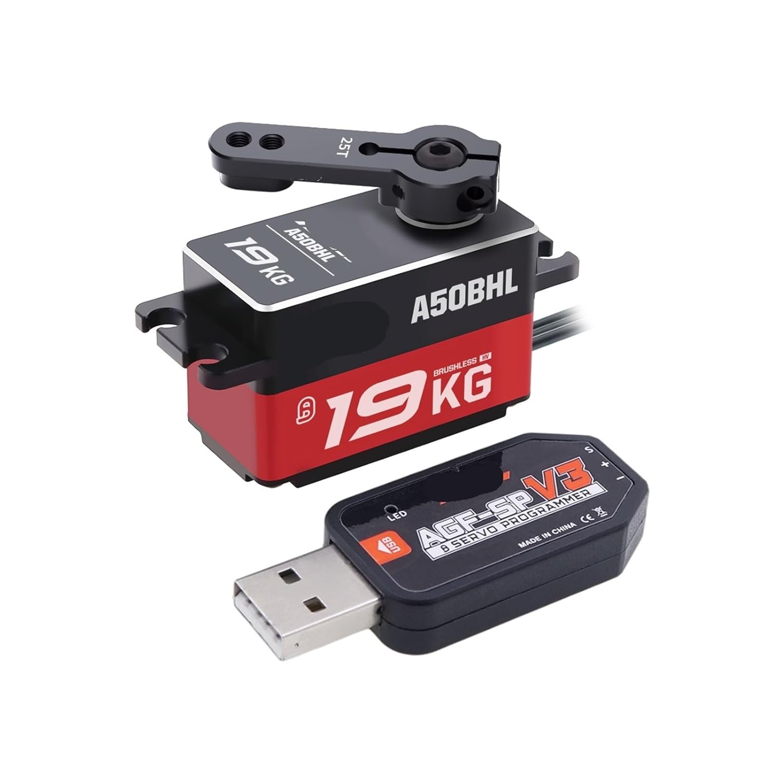 A50BHL A50CHM Programmable 19KG 18KG Brushless Coreless Digital Remote Control Servo Suitable for 1:10 1:12(A50BHL 19KG Set 3)