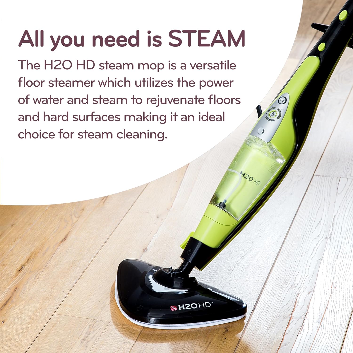 H2O HD 3-in-1 Steam Mop & Handheld Steam Cleaner – Carpet Cleaner, Grout Tools, Chemical-Free, Lightweight & Compact, 1500W, 450ml Tank, Variable Settings