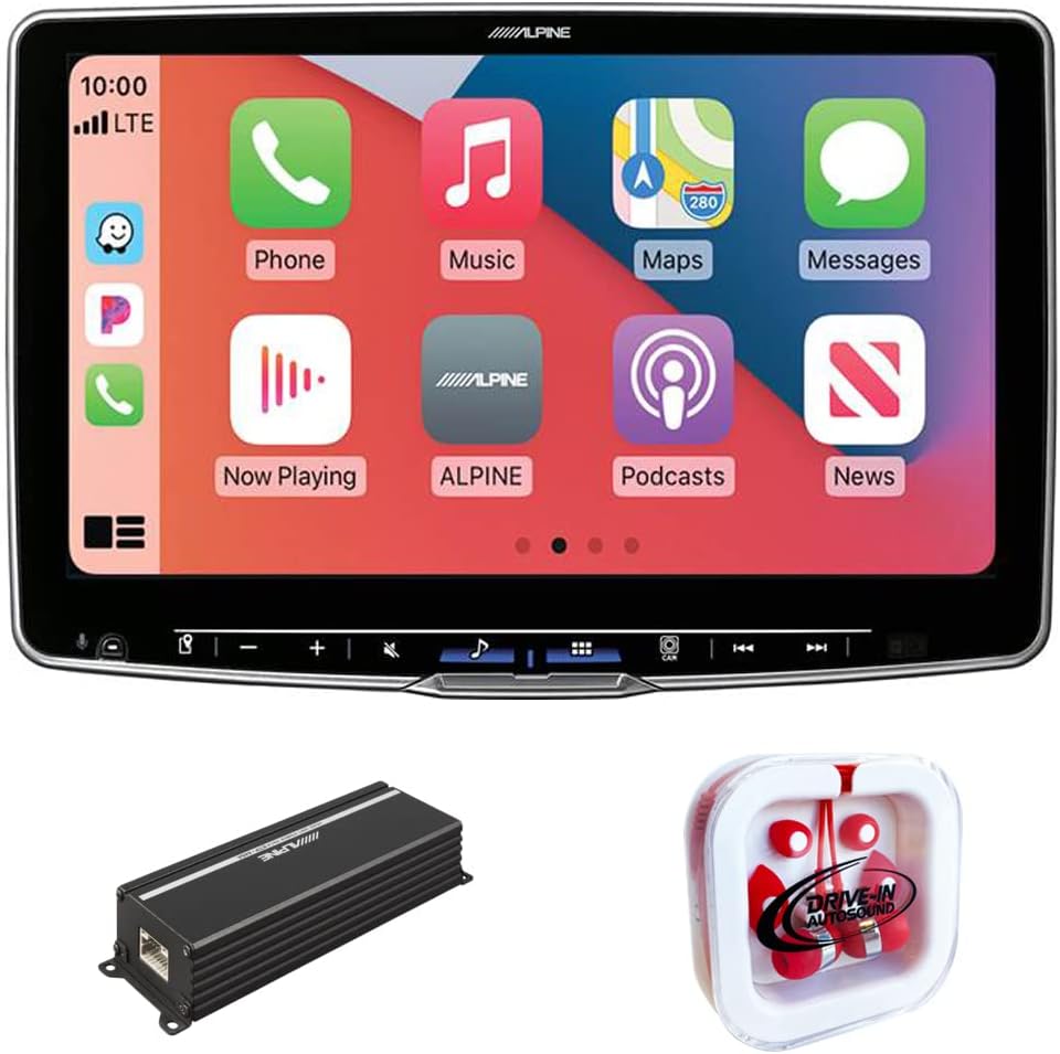 Alpine Halo11 ILX-F511 11 Inch Digital Multimedia Receiver with Alpine KTP-445A Power Pack Compact Upgrade Amplifier