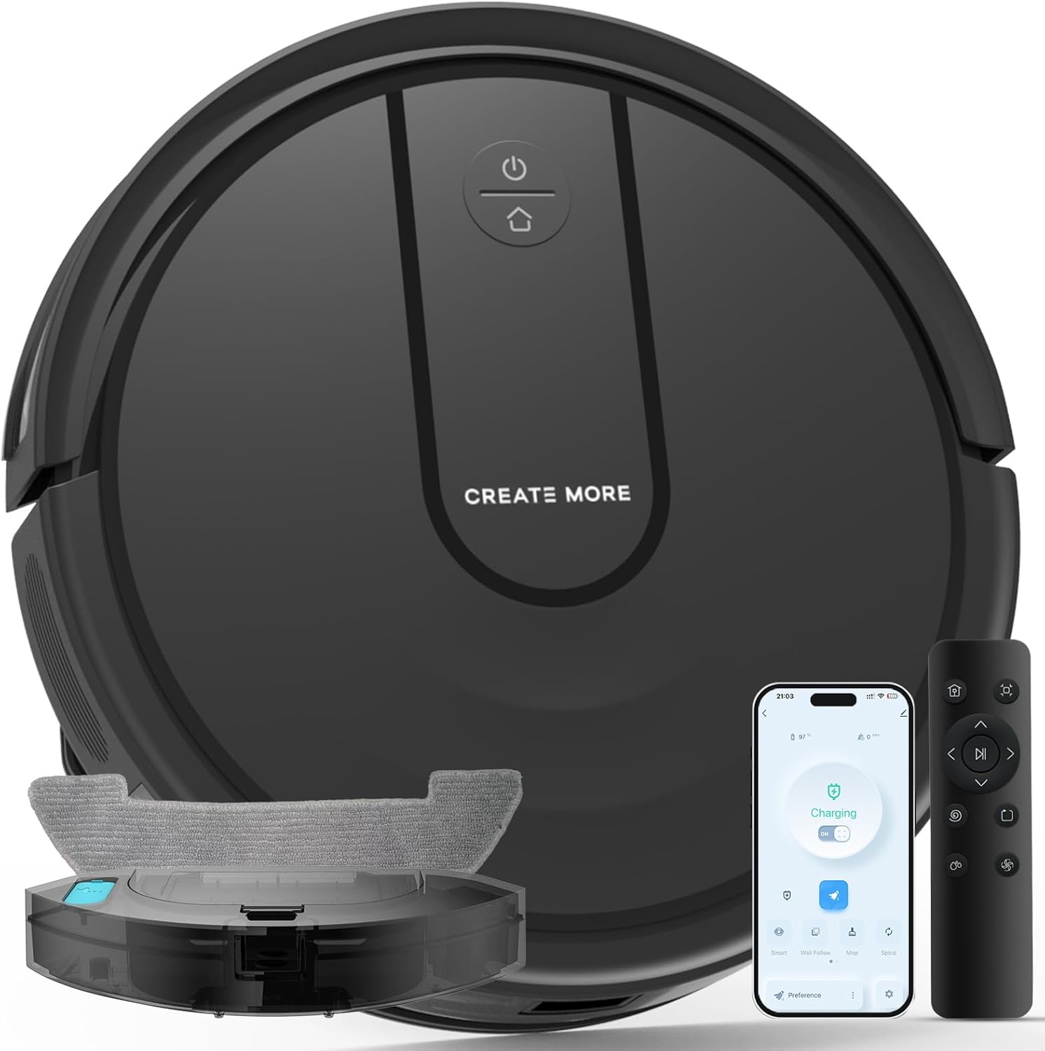 Bagotte Robot Vacuum and Mop Combo,5000Pa Robotic Vacuum with Schedule,4 in 1 Robotic Vacuum Cleaner, Quiet Slim,Self-Charging,Wi-Fi/Voice/App,Perfect for Pet/Hard Floors,/Carpet