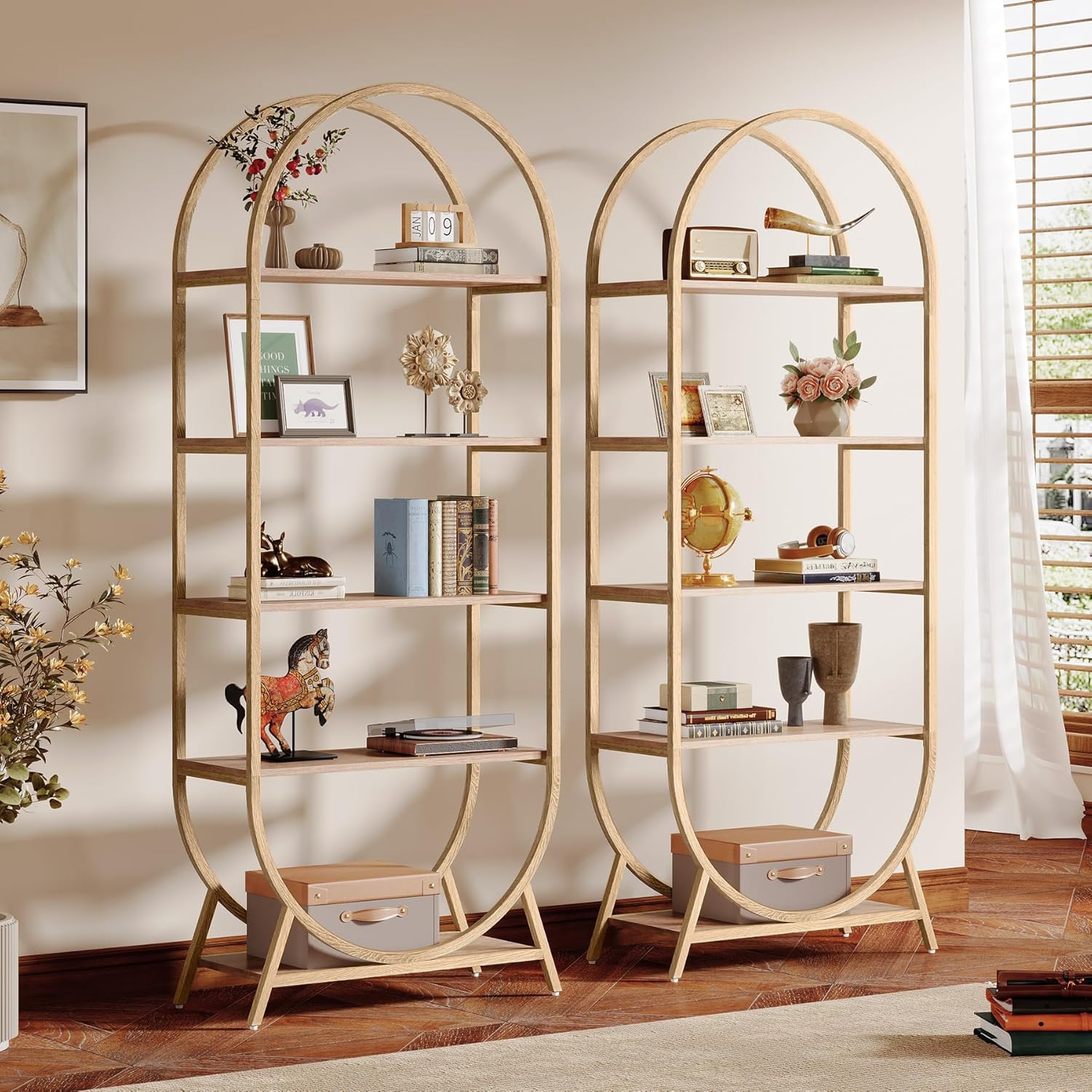 Tribesigns Bookshelf 5-Tier Arched Bookcase, 70.11