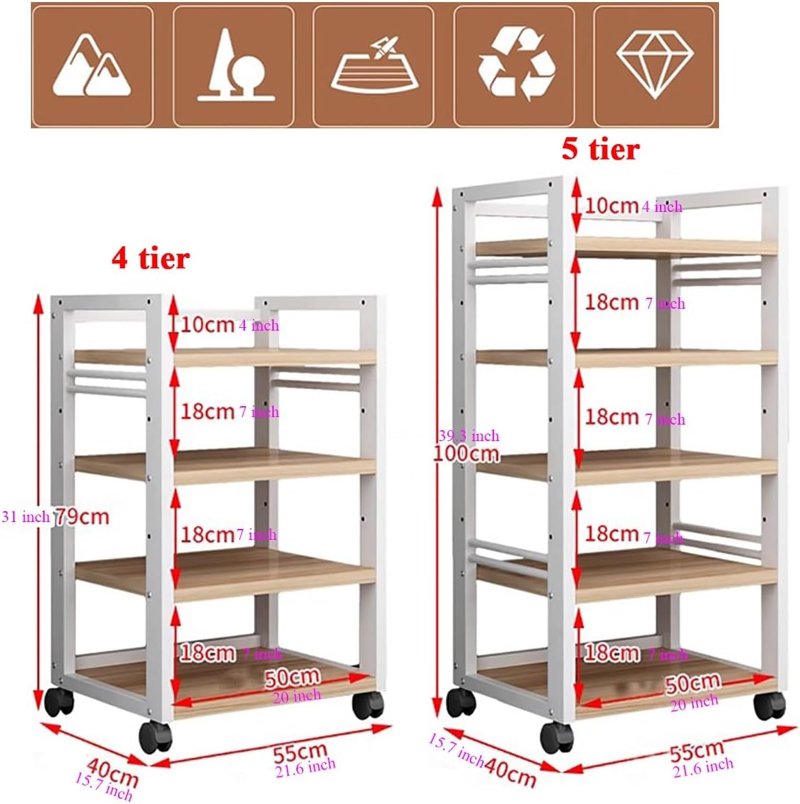 4/5 Tier Media Stand Audio/Video Component Cabinet