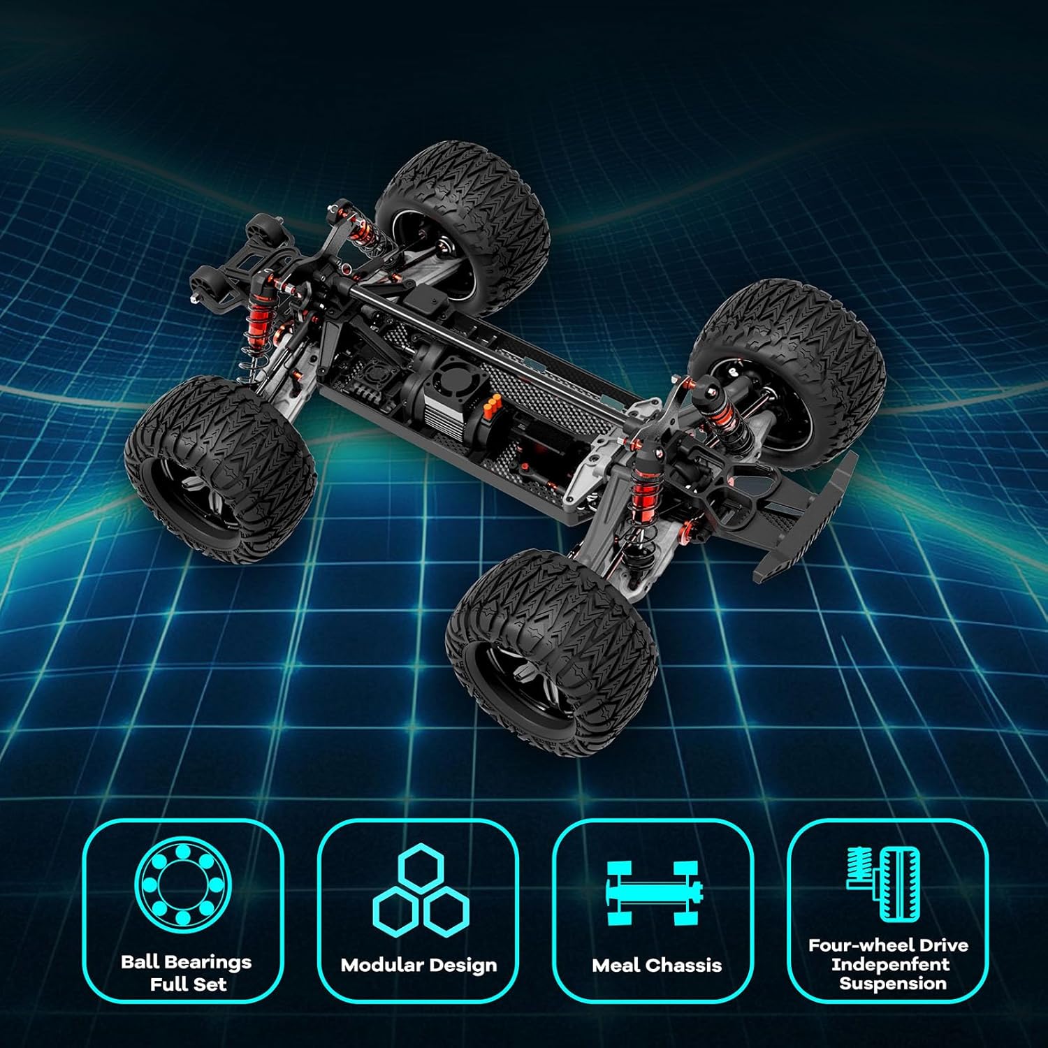 FCXㅤ FMS FMT10 1/10 Chevrolet Colorado Brushless RC Truck, 4WD Off-Road Crawler with Metal Chassis, Waterproof ESC, Hobby Grade Remote Control Car for Adults (Black and Red)