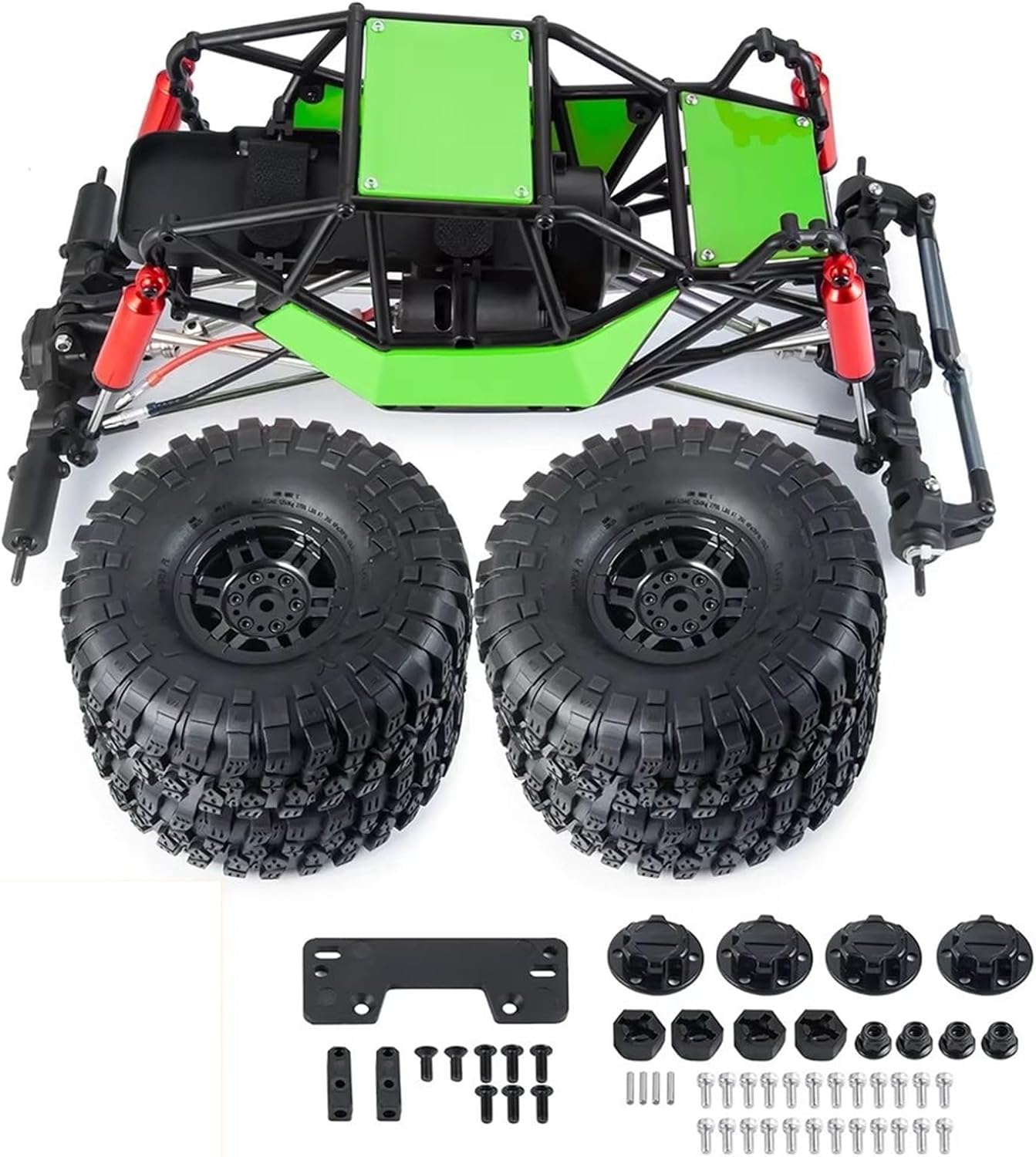 RC Car Accessories Compatible with Axial for SCX10 90046 Upgrade Part 1/10 for Rock for Buggy Body Shell Plastic RC Roll Cage Car/Rubber Tire Wheel Parts(Green)