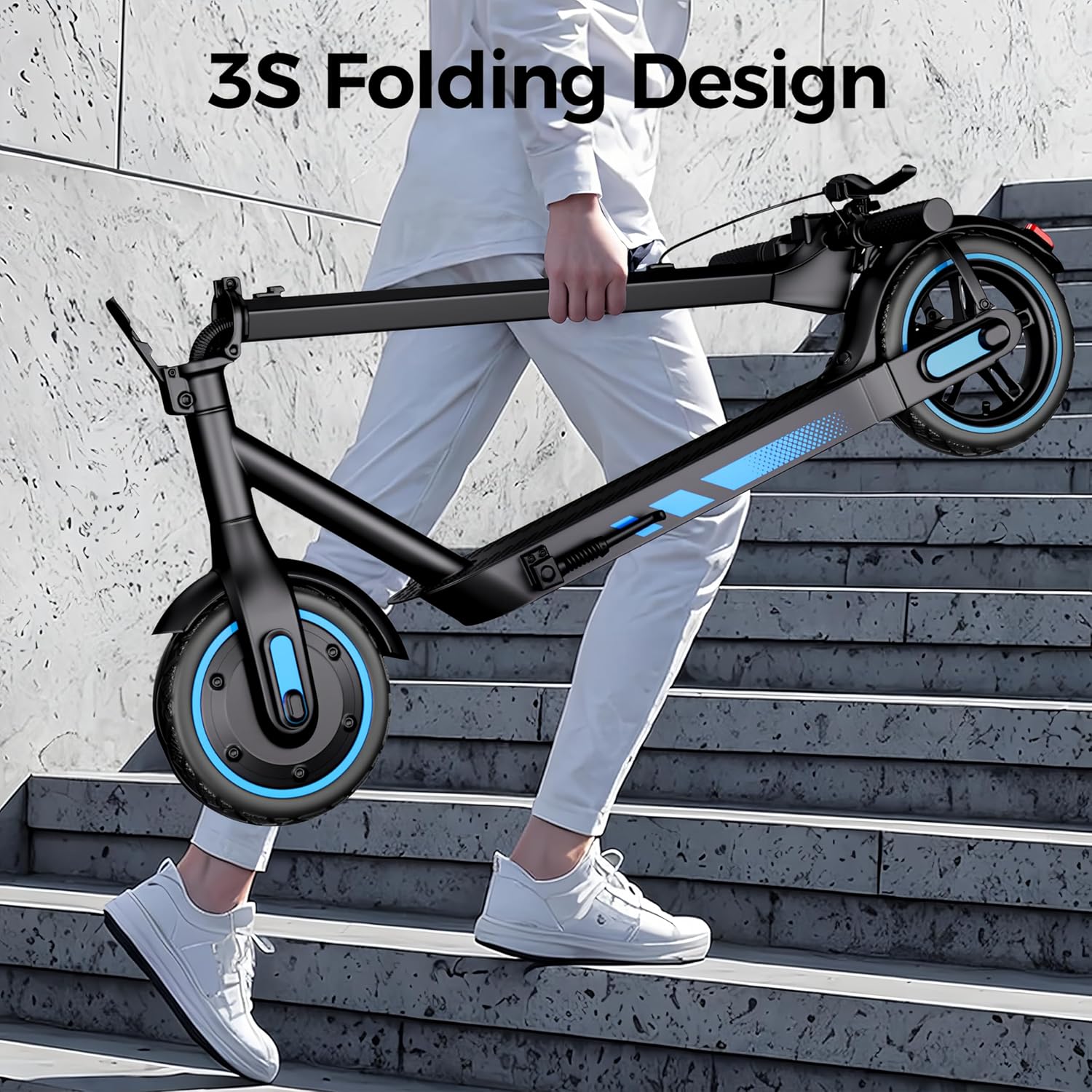 Electric Scooter Adults, 500W Motor E-Scooter, 25 MPH Top Speed and 22 Miles Range, Foldable Escooter with Dual Braking and App Control