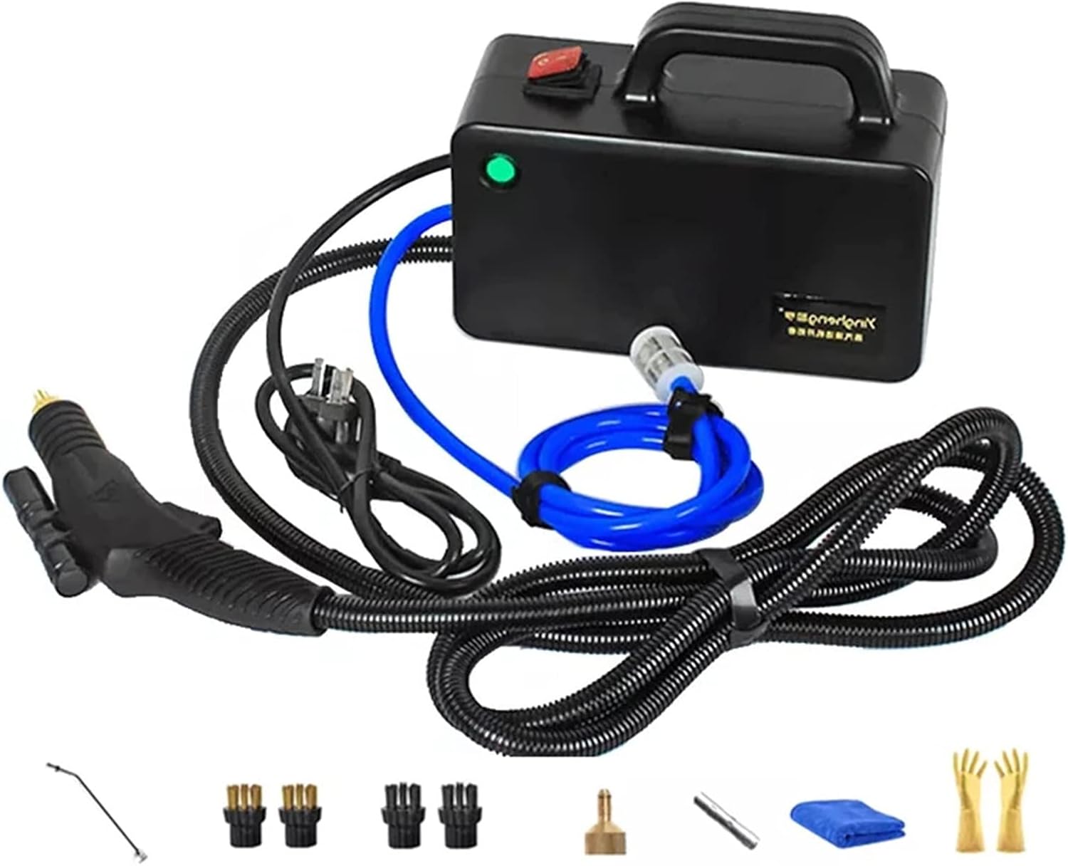 High Pressure Steam Cleaner, 300W Handheld High Temp Portable Cleaning Machine, Tankless for Home Use Grout Tile Car Detailing Kitchen Bathroom,Black