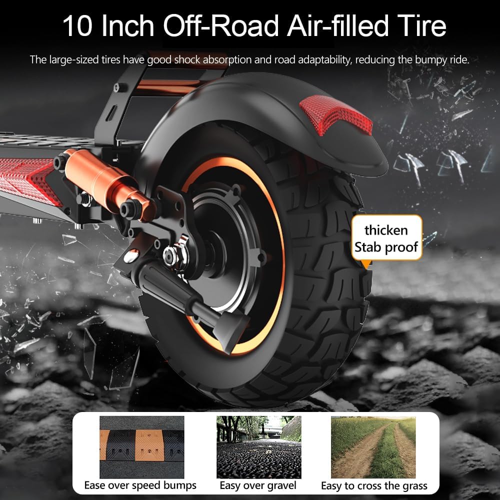 Electric Scooter 12.5Ah, 25-40KM 28MPH, 1000W Adults Scooter with Seat & Dual Braking & Triple Shock Absorber, 10