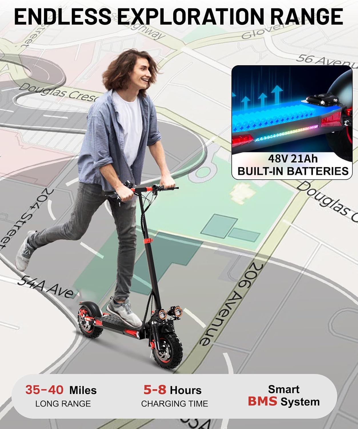 Electric Scooter Adults with Seat - 800W/1200W Motor, 28/40 Miles Long Range & 28/34 Mph Fast Electric Scooters with Seat,11