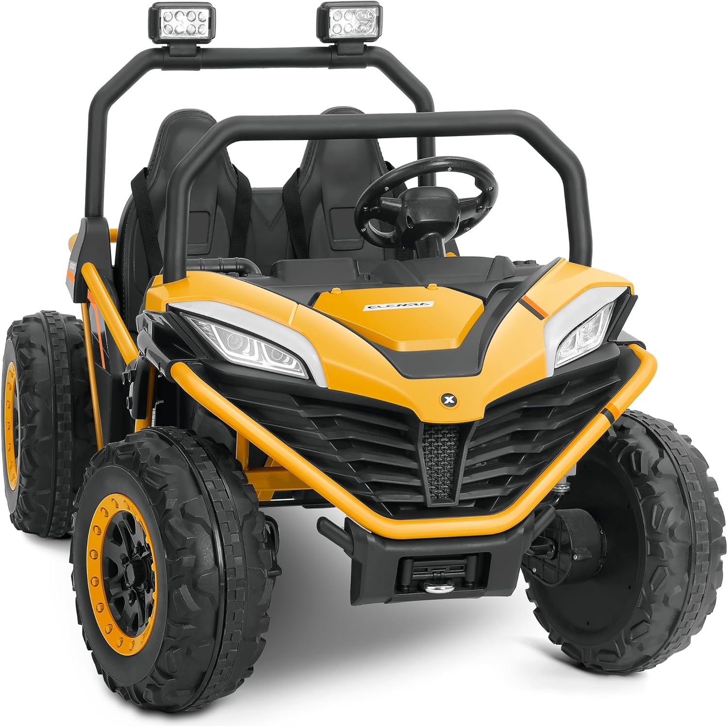 ELEMARA 2 Seater XL Ride on Car for Big Kids,12V 10AH 4WD Ride on Toys，Electric Vehicle Up to 4.5 MPH w/Remote Control, Bluetooth Music, LED Lights，3 Speeds for Boys Girls Gift，Orange