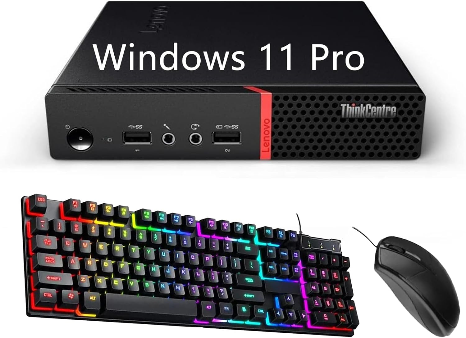 Lenovo ThinkCentre M715q Tiny PC Desktop Computer, Windows 11 Pro, AMD Pro A10-9700, 16GB RAM, 512GB SSD, Keyboard & Mouse, WiFi (Renewed)